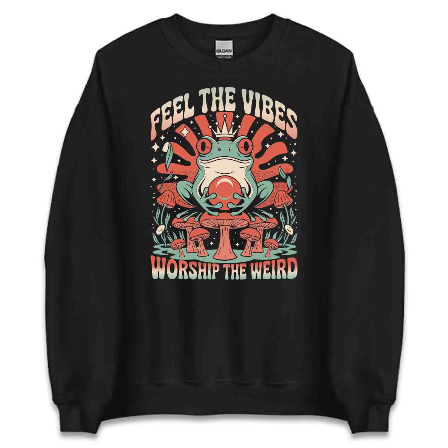 Feel the Vibes T-Shirt, Trippy Mushroom Sweatshirt, Psychedelic Boho Hoodie | PRODUCT CODE: FLKWEICBD
