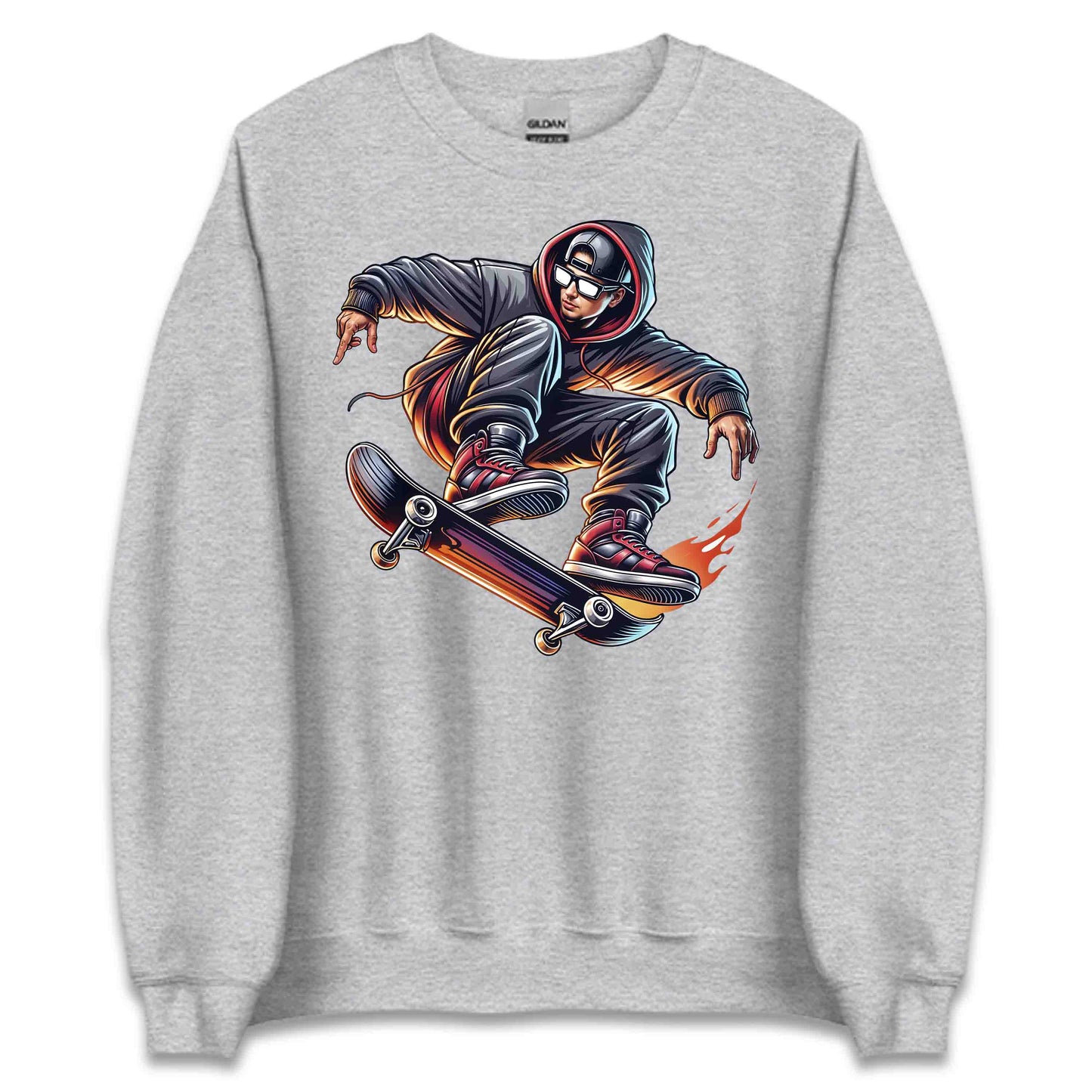 Flaming Skateboard Epic Skater Urban Streetwear | PRODUCT CODE: FLMBHWAIODGB