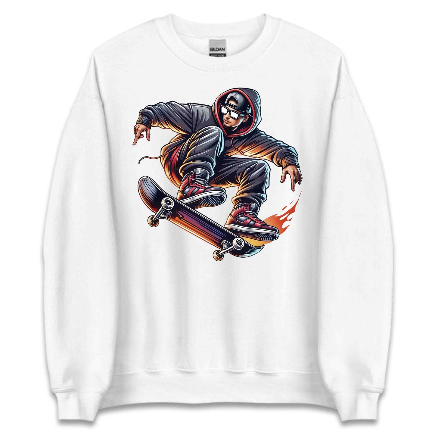 Flaming Skateboard Epic Skater Urban Streetwear | PRODUCT CODE: FLMBHWAIODGB