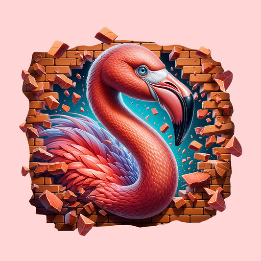 Flamingo Breaking Through Wall 3D Realistic Flamingo | PRODUCT CODE: FLMNBRKTHWLO