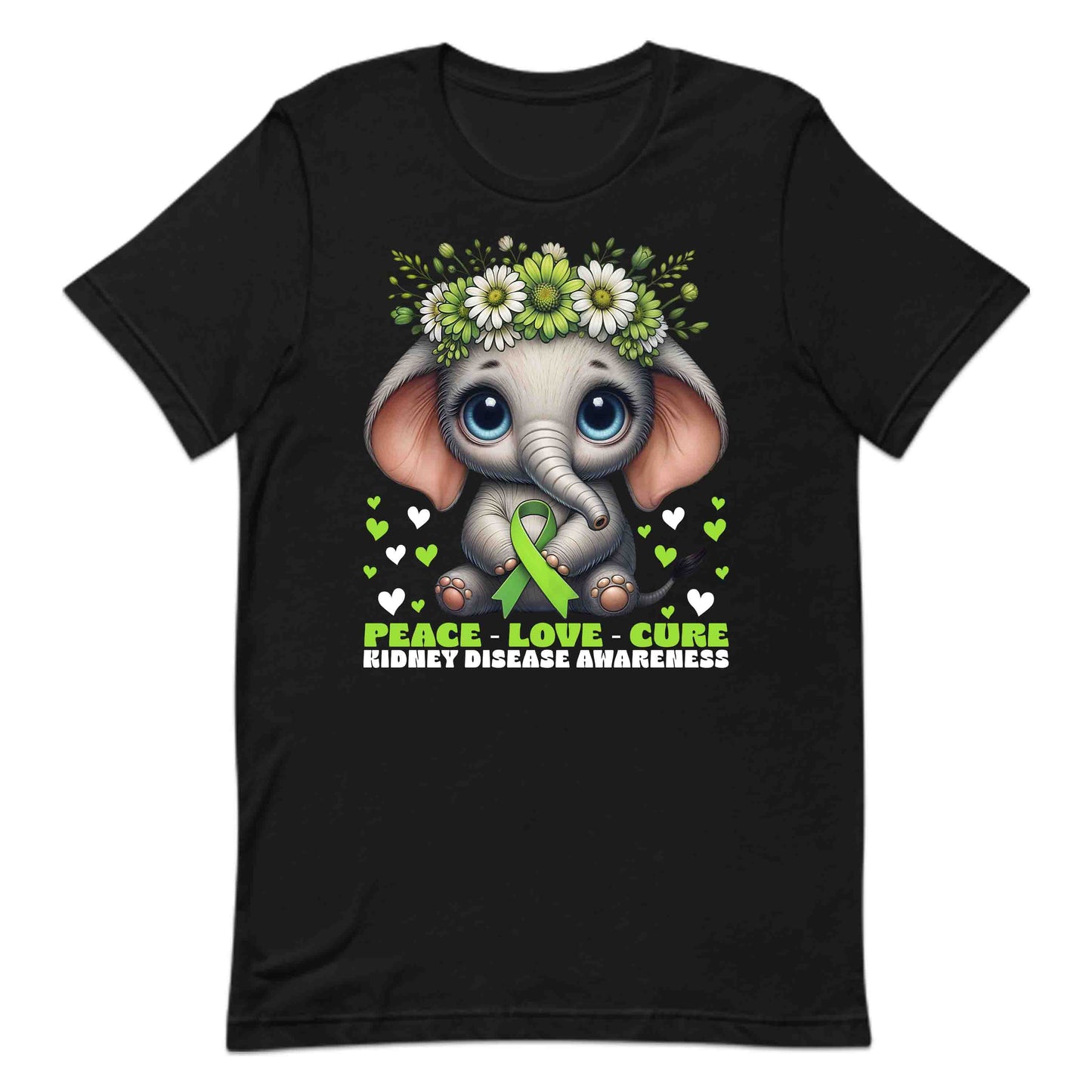 Peace Love Cure Floral Elephant Kidney Disease Awareness | PRODUCT CODE: FLOEPHNTADVWS