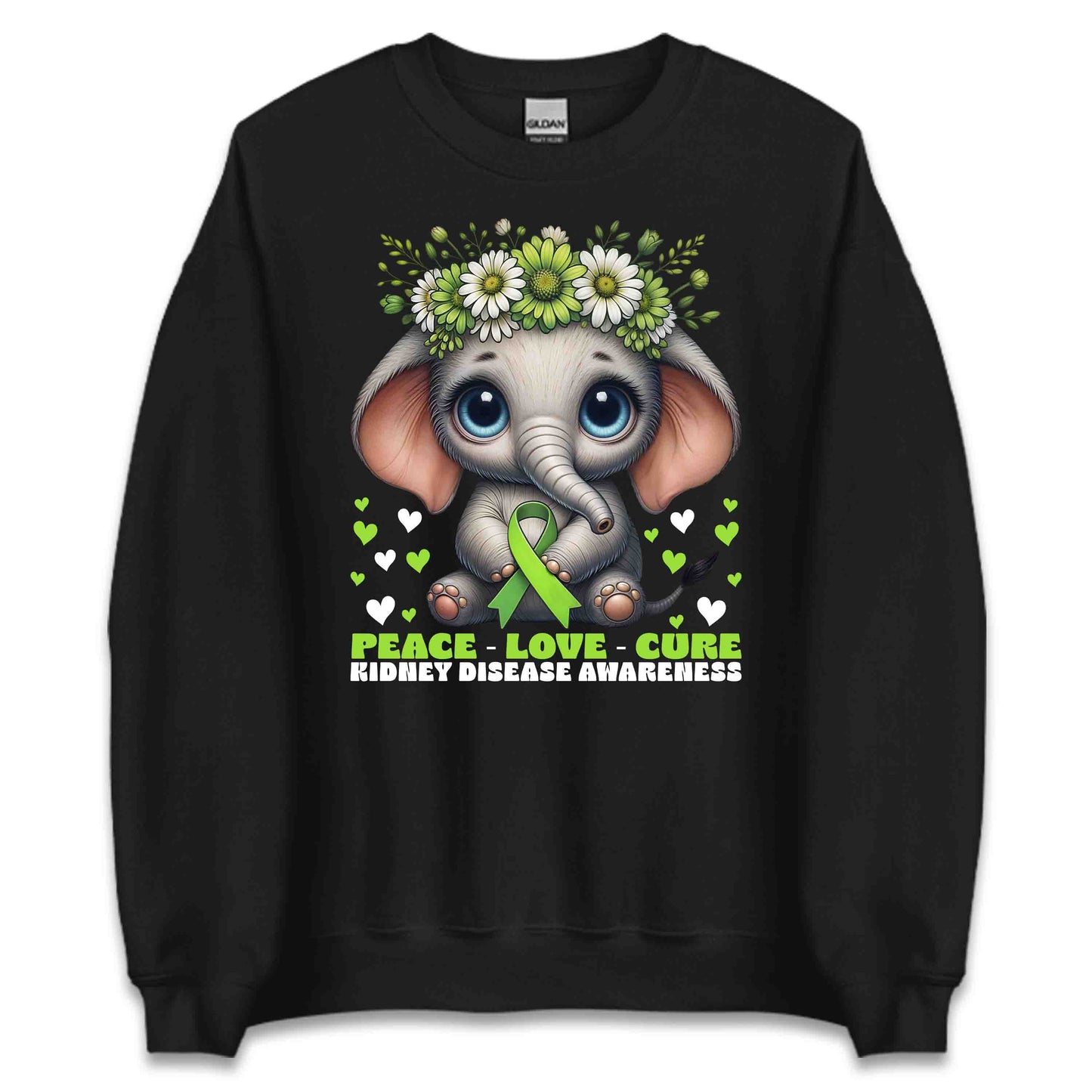 Peace Love Cure Floral Elephant Kidney Disease Awareness | PRODUCT CODE: FLOEPHNTADVWS