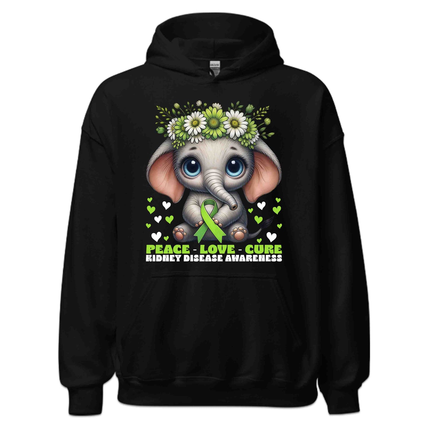 Peace Love Cure Floral Elephant Kidney Disease Awareness | PRODUCT CODE: FLOEPHNTADVWS