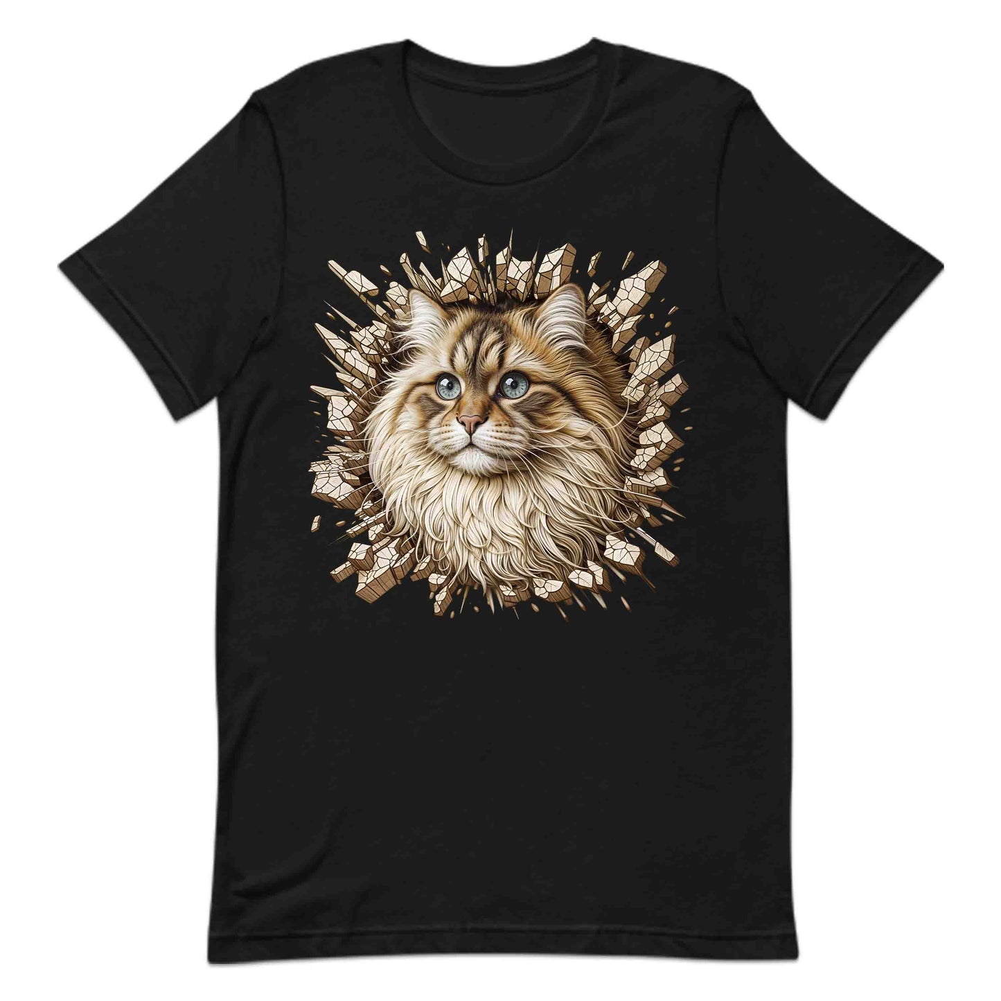 Fluffy Siberian Cat Breaking Through Wall 3D Realistic Cat | PRODUCT CODE: FLYSBRNCRABH