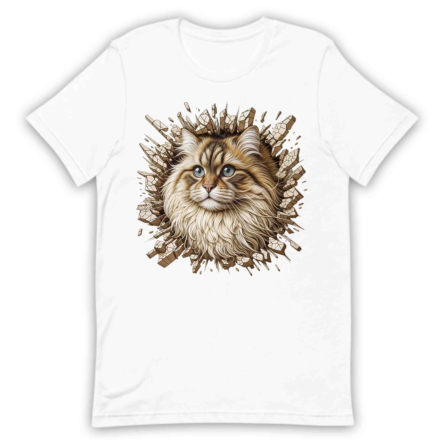 Fluffy Siberian Cat Breaking Through Wall 3D Realistic Cat | PRODUCT CODE: FLYSBRNCRABH