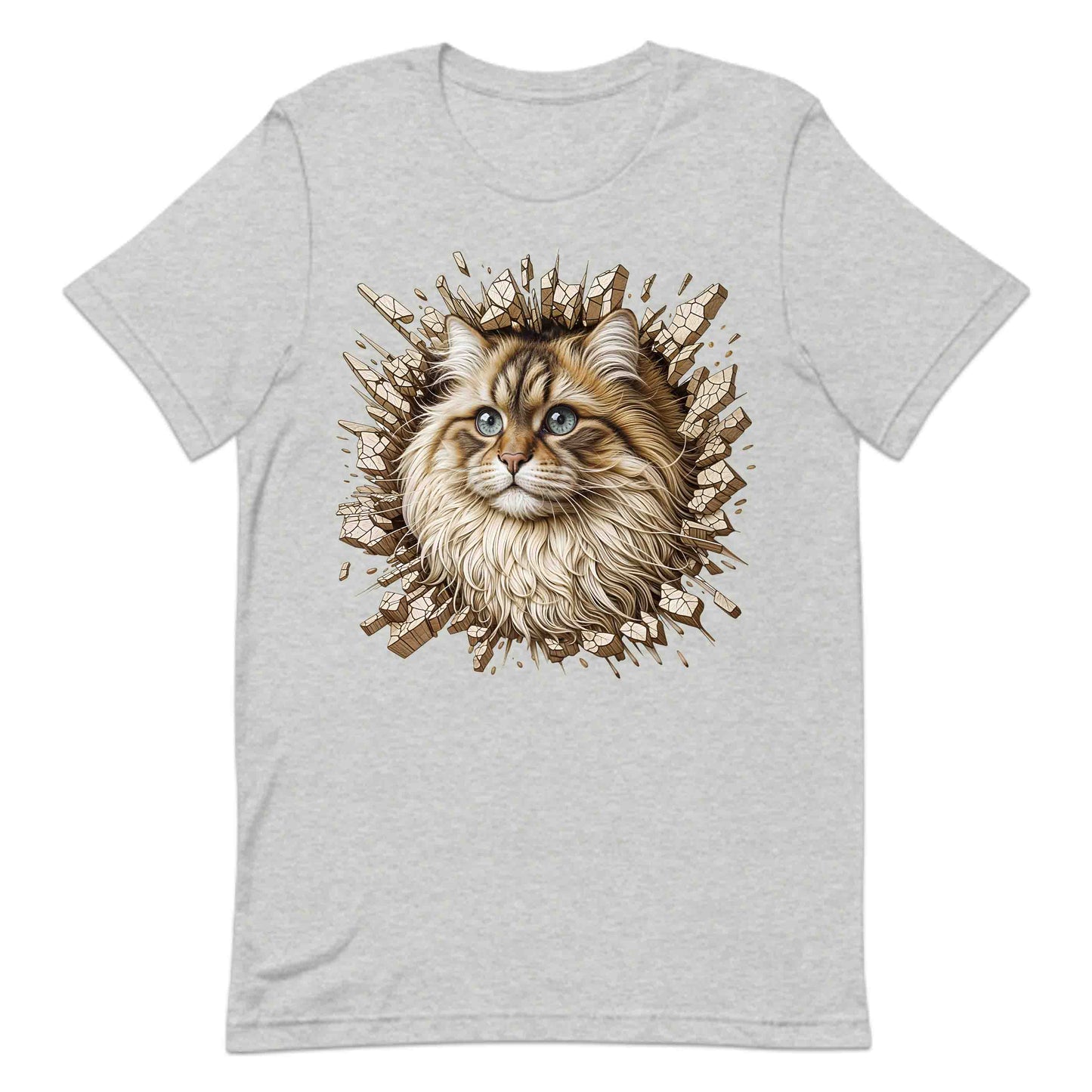 Fluffy Siberian Cat Breaking Through Wall 3D Realistic Cat | PRODUCT CODE: FLYSBRNCRABH