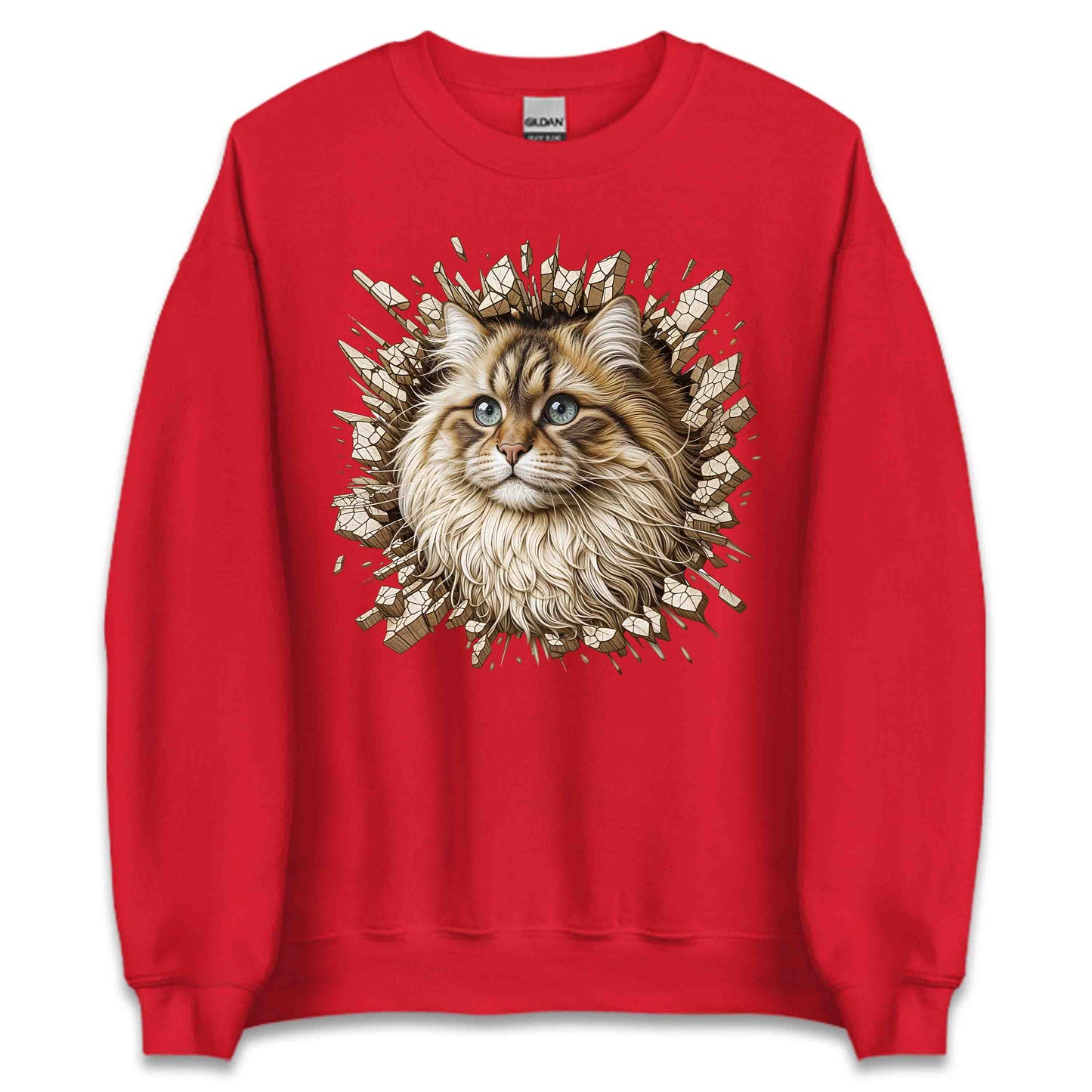 Fluffy Siberian Cat Breaking Through Wall 3D Realistic Cat | PRODUCT CODE: FLYSBRNCRABH
