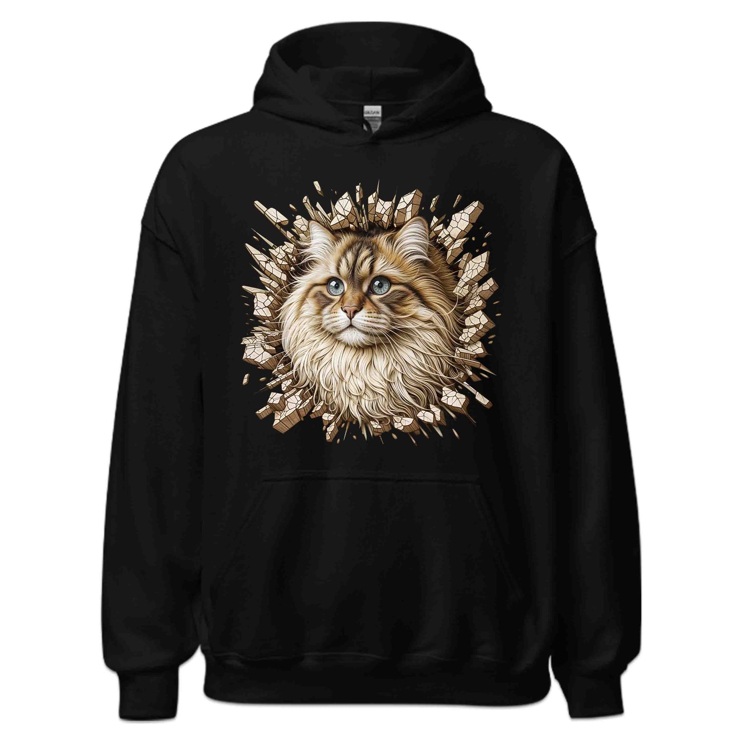 Fluffy Siberian Cat Breaking Through Wall 3D Realistic Cat | PRODUCT CODE: FLYSBRNCRABH