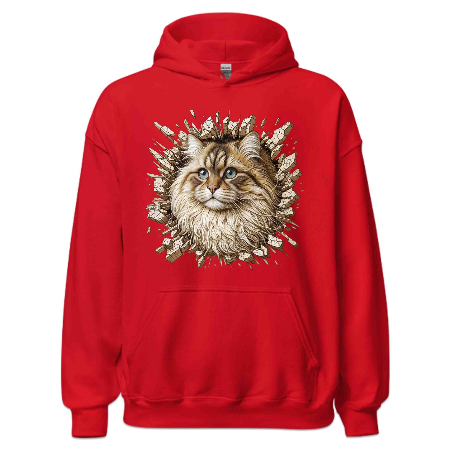 Fluffy Siberian Cat Breaking Through Wall 3D Realistic Cat | PRODUCT CODE: FLYSBRNCRABH