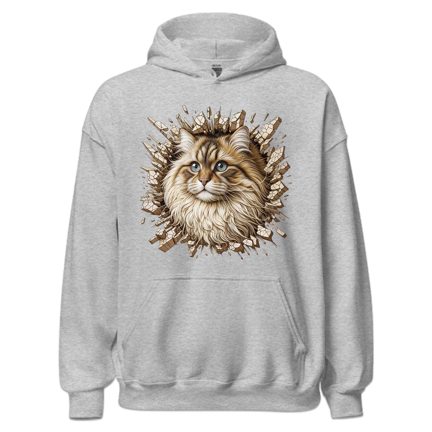 Fluffy Siberian Cat Breaking Through Wall 3D Realistic Cat | PRODUCT CODE: FLYSBRNCRABH