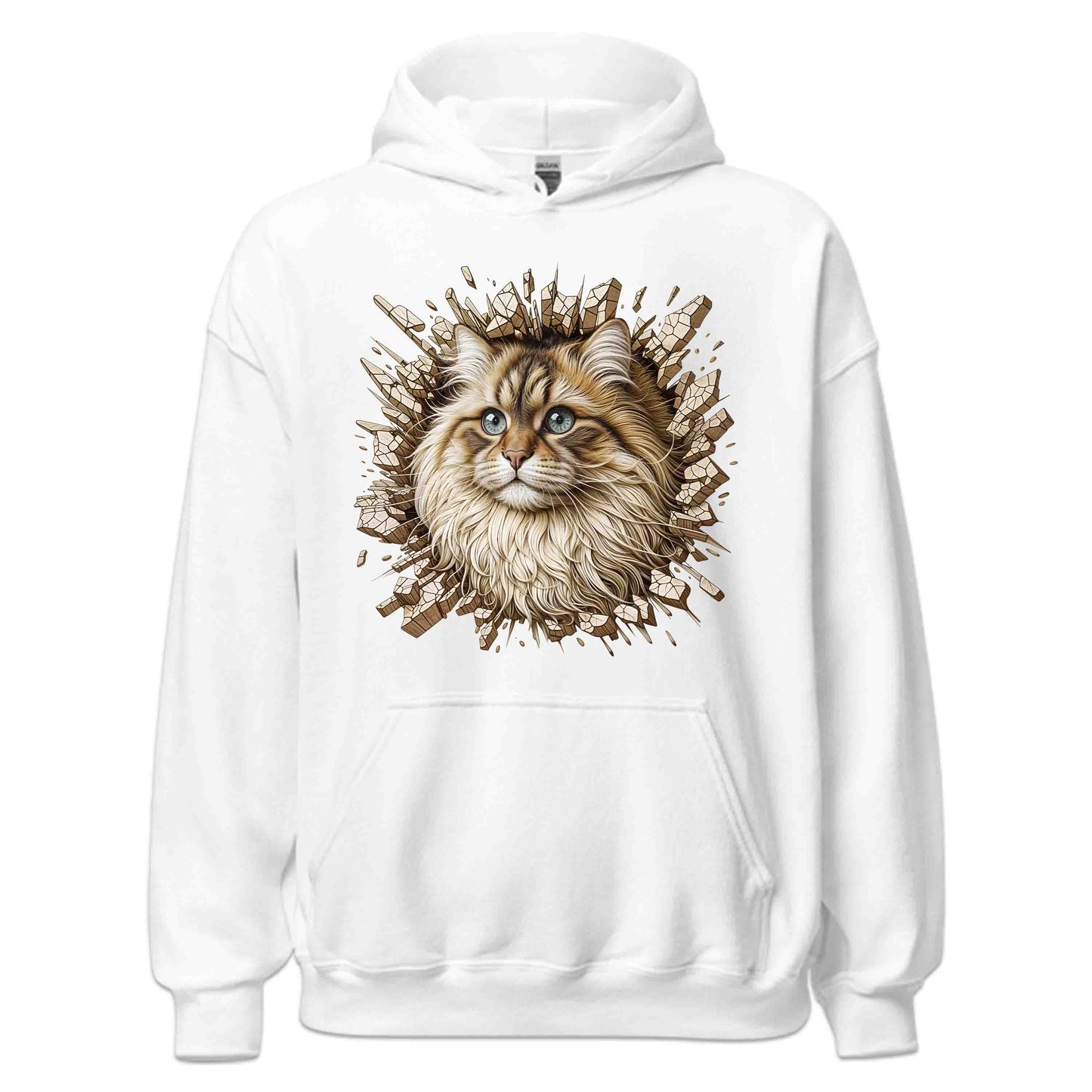 Fluffy Siberian Cat Breaking Through Wall 3D Realistic Cat | PRODUCT CODE: FLYSBRNCRABH