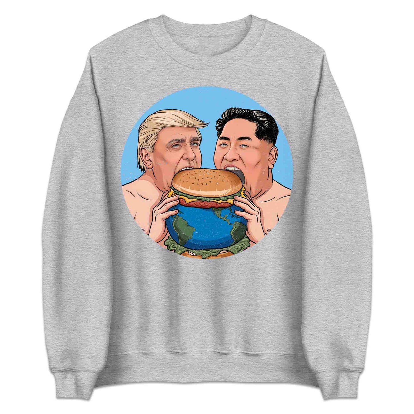Funny Political Satire T-Shirt | Global Leaders Earth Burger Jumper | World Power Hunger Hoodie | PRODUCT CODE: FNPLCTASGB