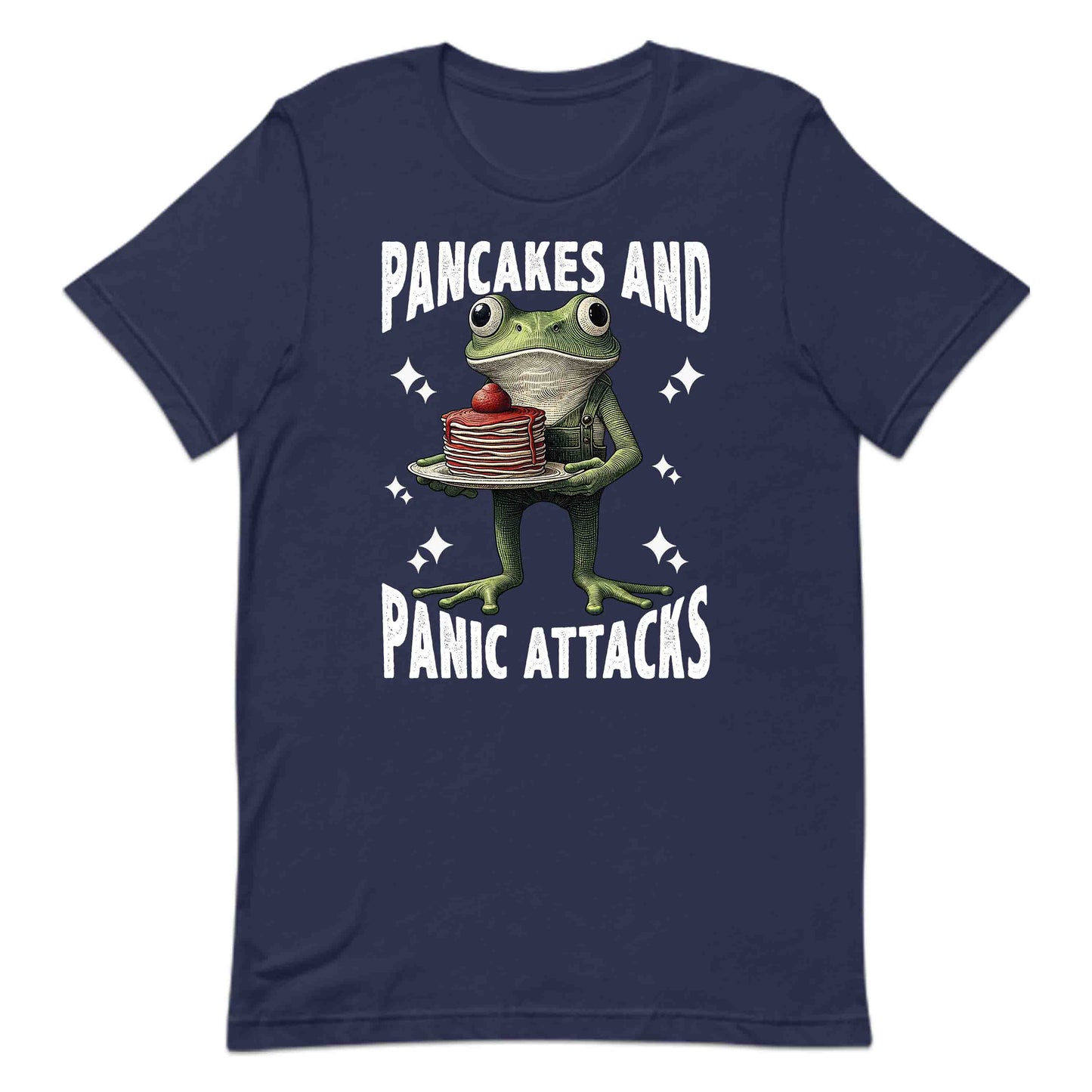 Funny Frog Anxiety Pancakes and Panic Attacks Frog Vintage Amphibian Sarcastic Mental Health | PRODUCT CODE: FNRGOANXYTP