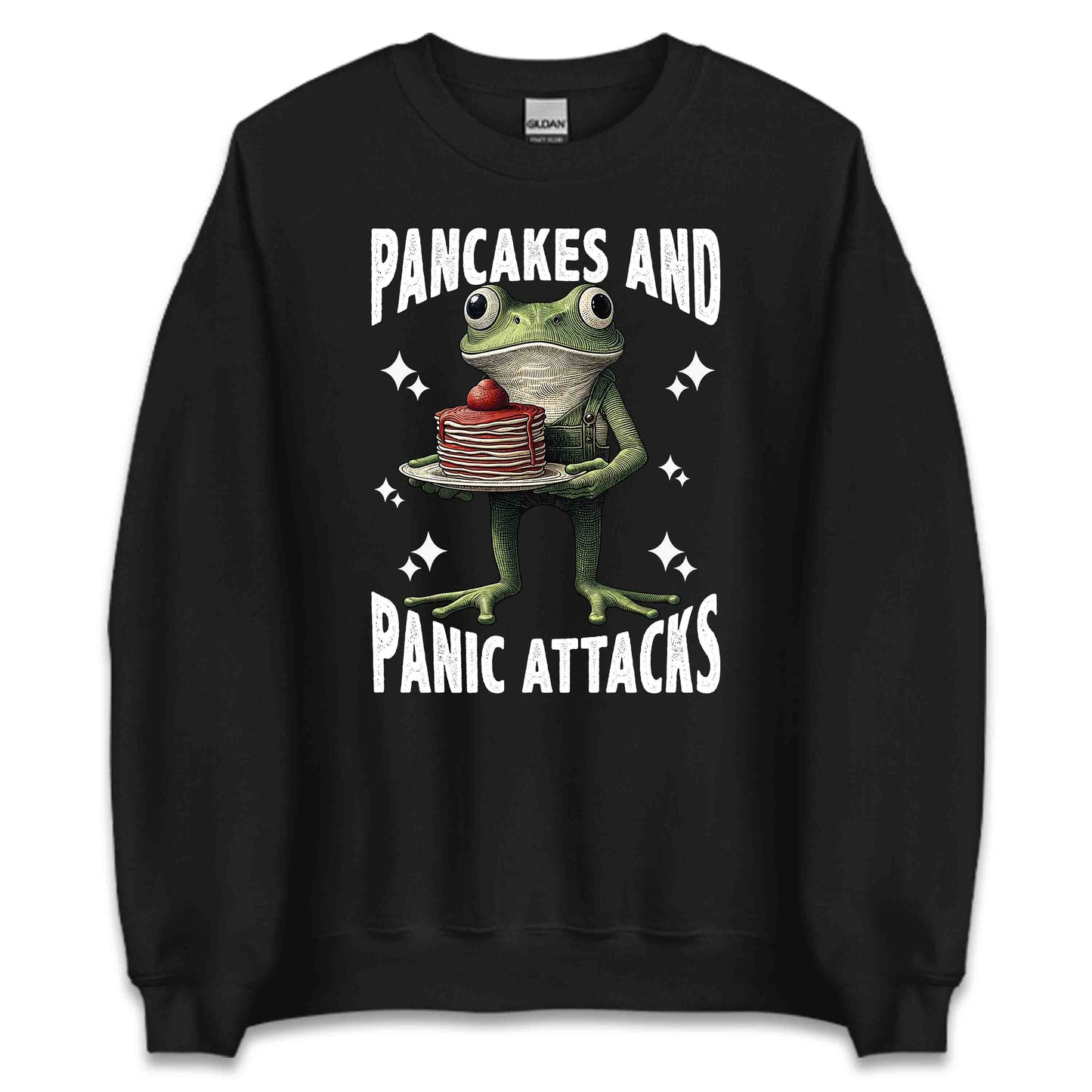 Funny Frog Anxiety Pancakes and Panic Attacks Frog Vintage Amphibian Sarcastic Mental Health | PRODUCT CODE: FNRGOANXYTP