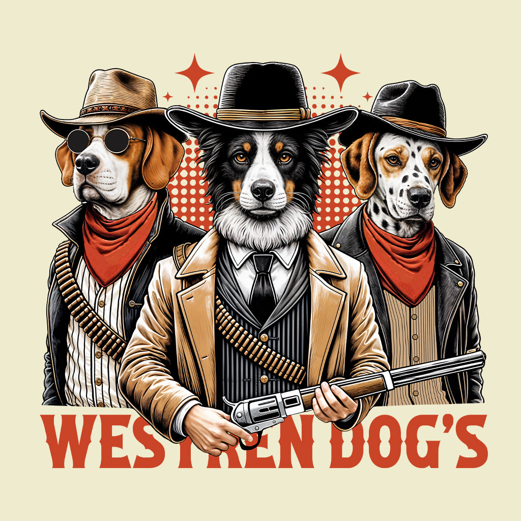 Funny Cowboy Dogs Retro Western Sheriff & Outlaw Dog | PRODUCT CODE: FNYCBWODGSRW