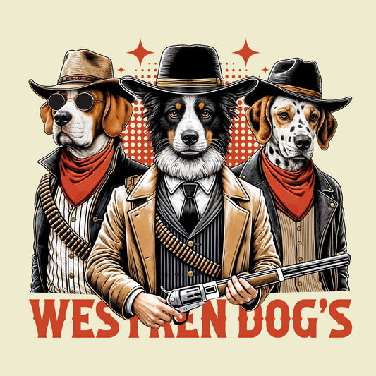 Funny Cowboy Dogs Retro Western Sheriff & Outlaw Dog | PRODUCT CODE: FNYCBWODGSRW