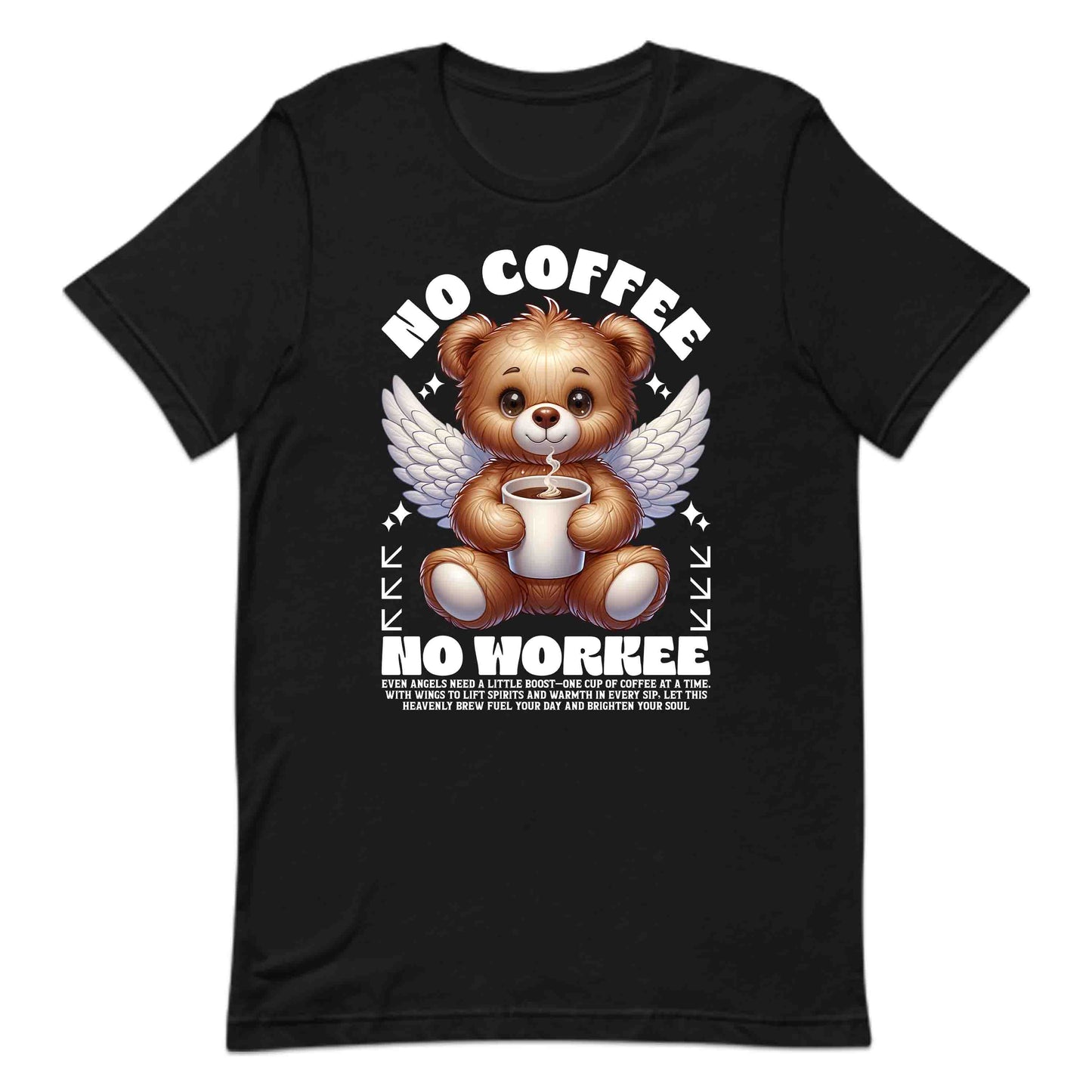 No Coffee No Workee Funny Coffee Bear Angel | PRODUCT CODE: FNYCFEBRANGLW