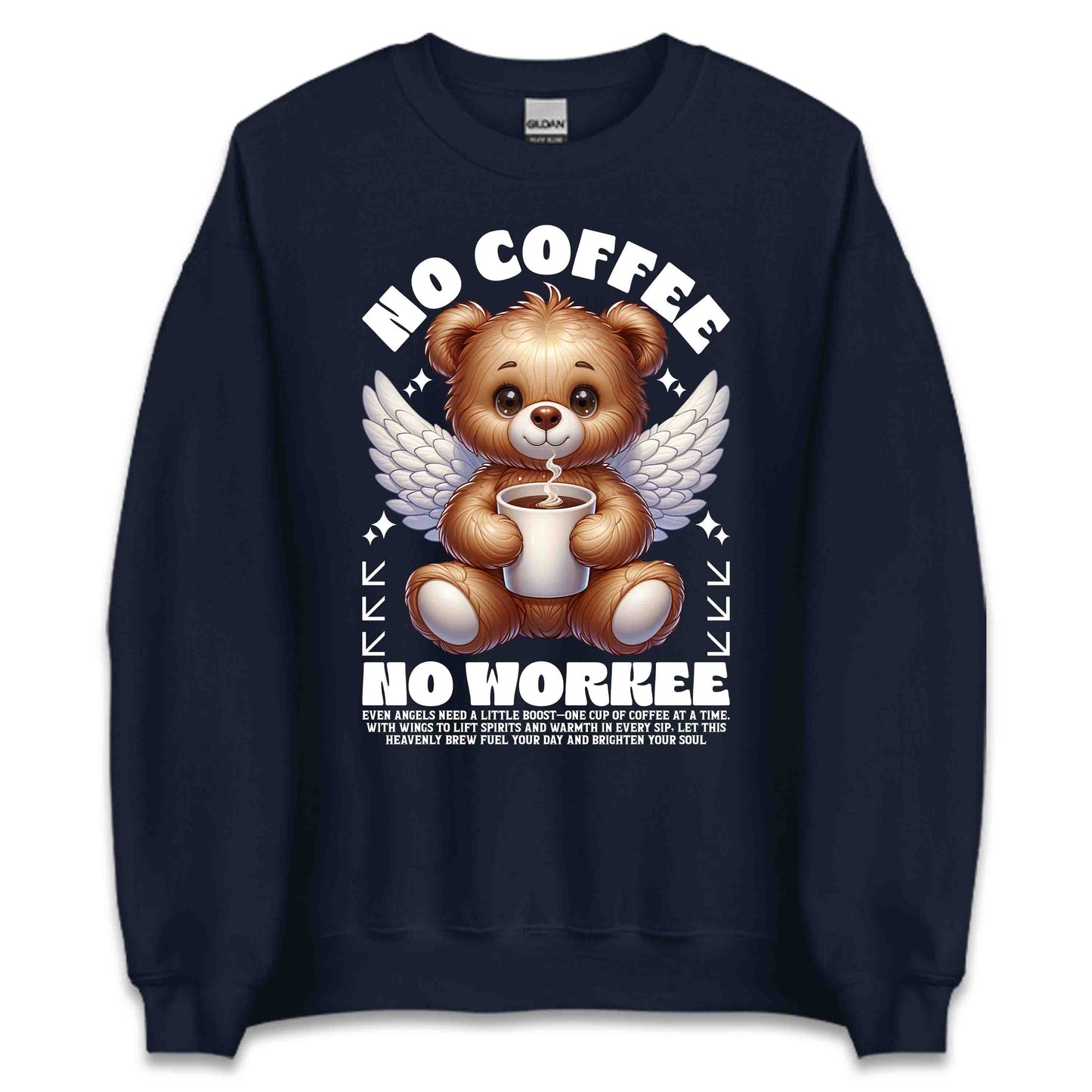 No Coffee No Workee Funny Coffee Bear Angel | PRODUCT CODE: FNYCFEBRANGLW