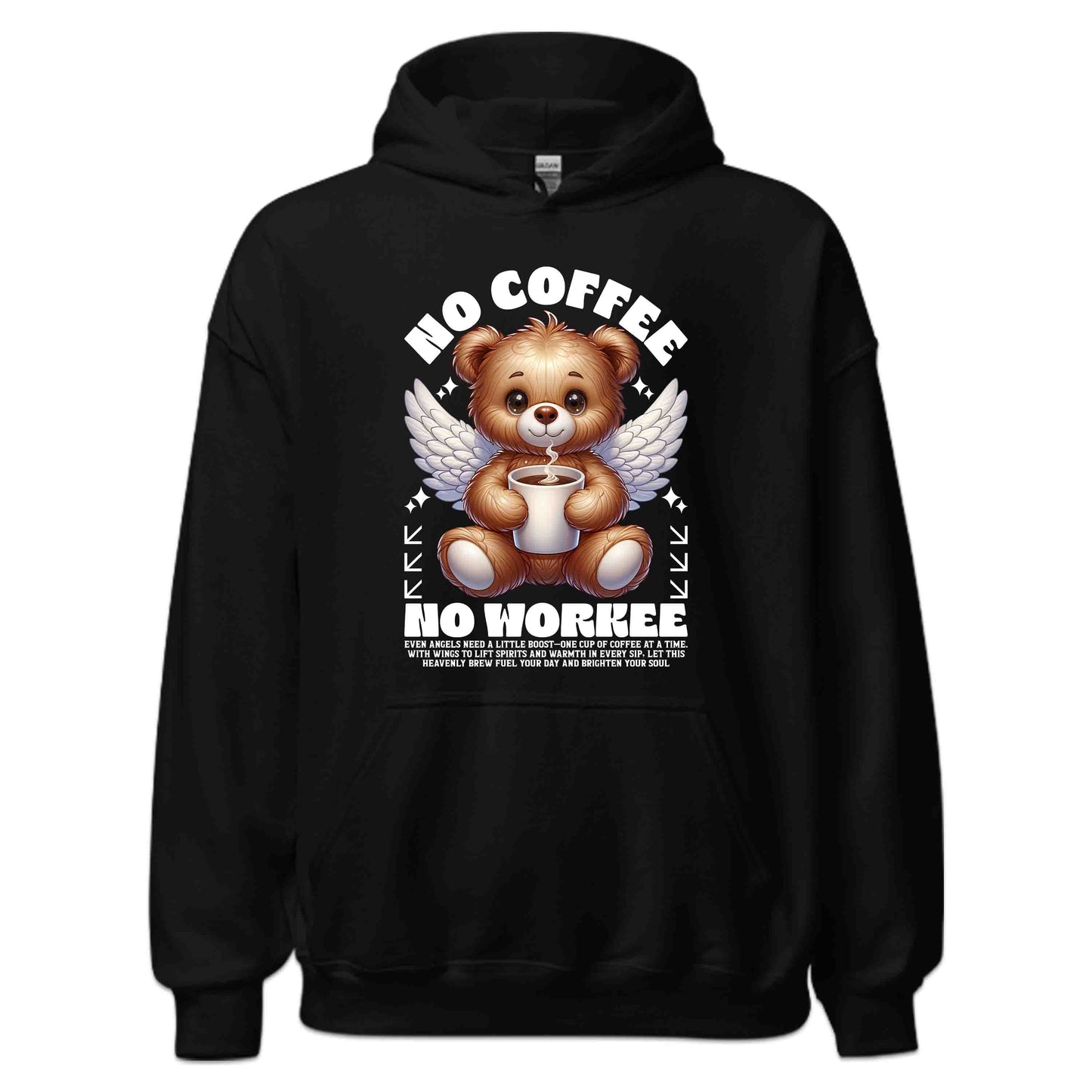 No Coffee No Workee Funny Coffee Bear Angel | PRODUCT CODE: FNYCFEBRANGLW