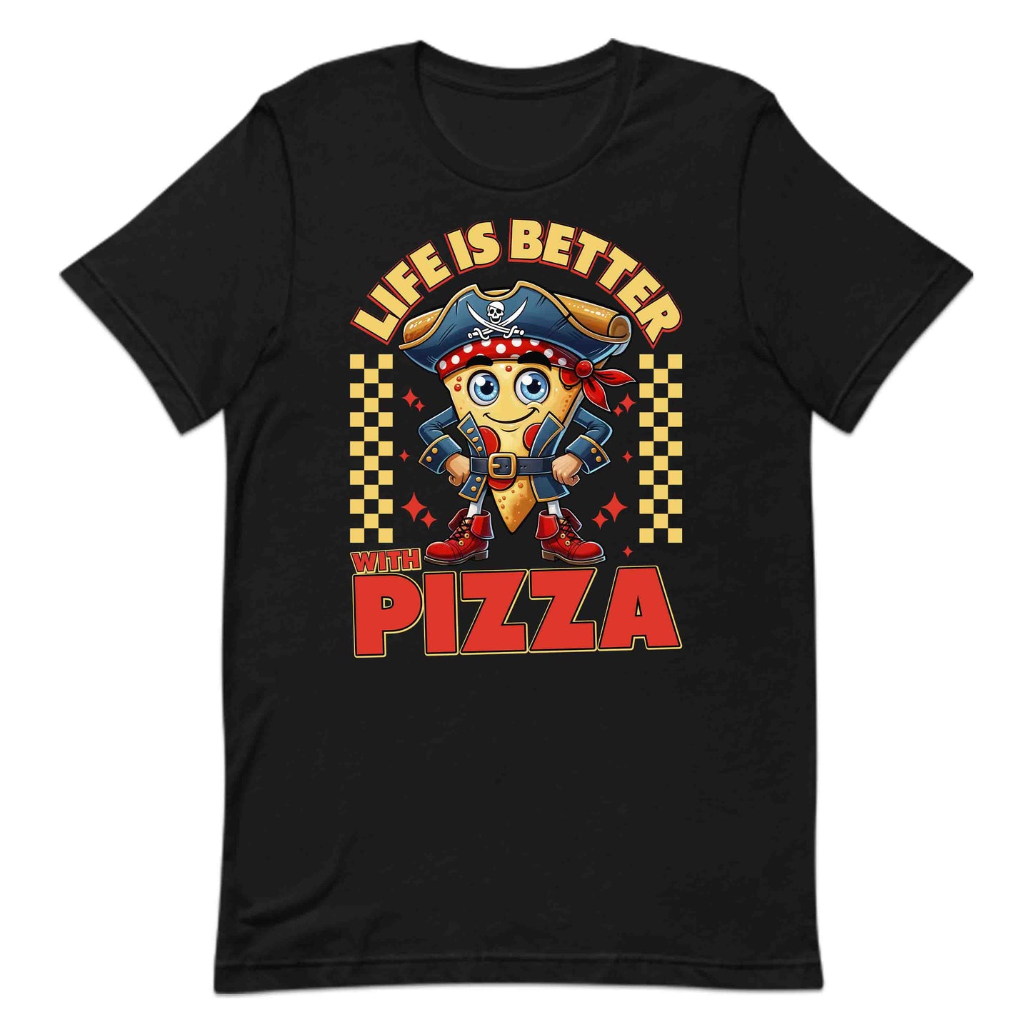 Funny Pizza Pirate Life Is Better With Pizza Cheesy Humor | PRODUCT CODE: FNYPRTZACLEWD