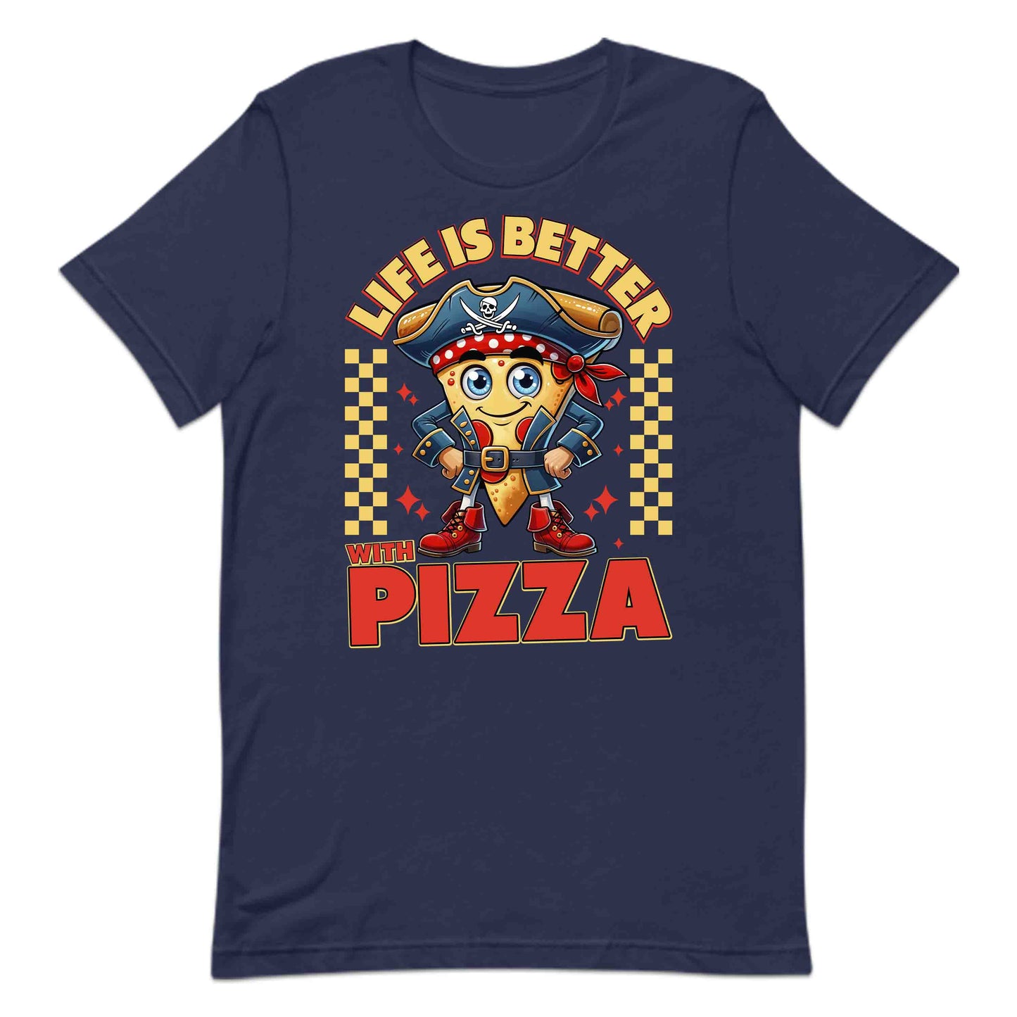 Funny Pizza Pirate Life Is Better With Pizza Cheesy Humor | PRODUCT CODE: FNYPRTZACLEWD
