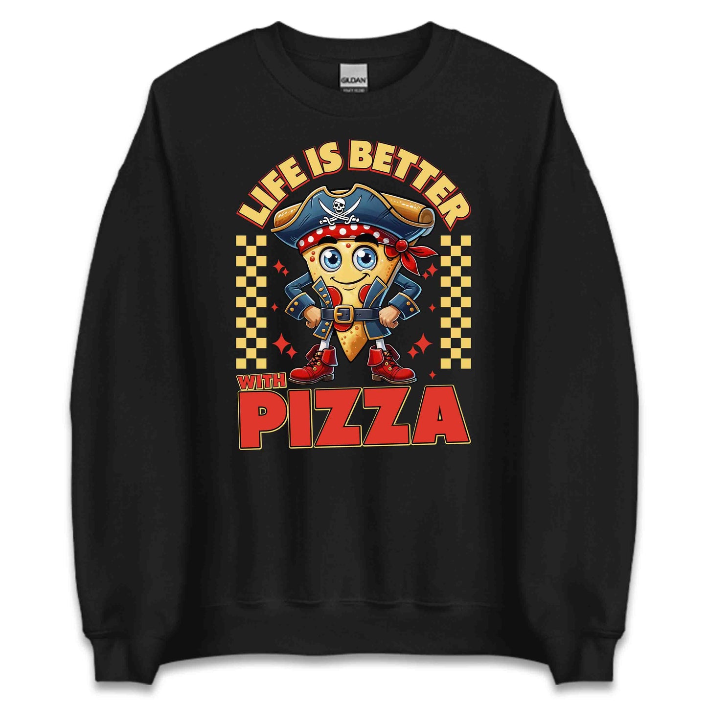 Funny Pizza Pirate Life Is Better With Pizza Cheesy Humor | PRODUCT CODE: FNYPRTZACLEWD