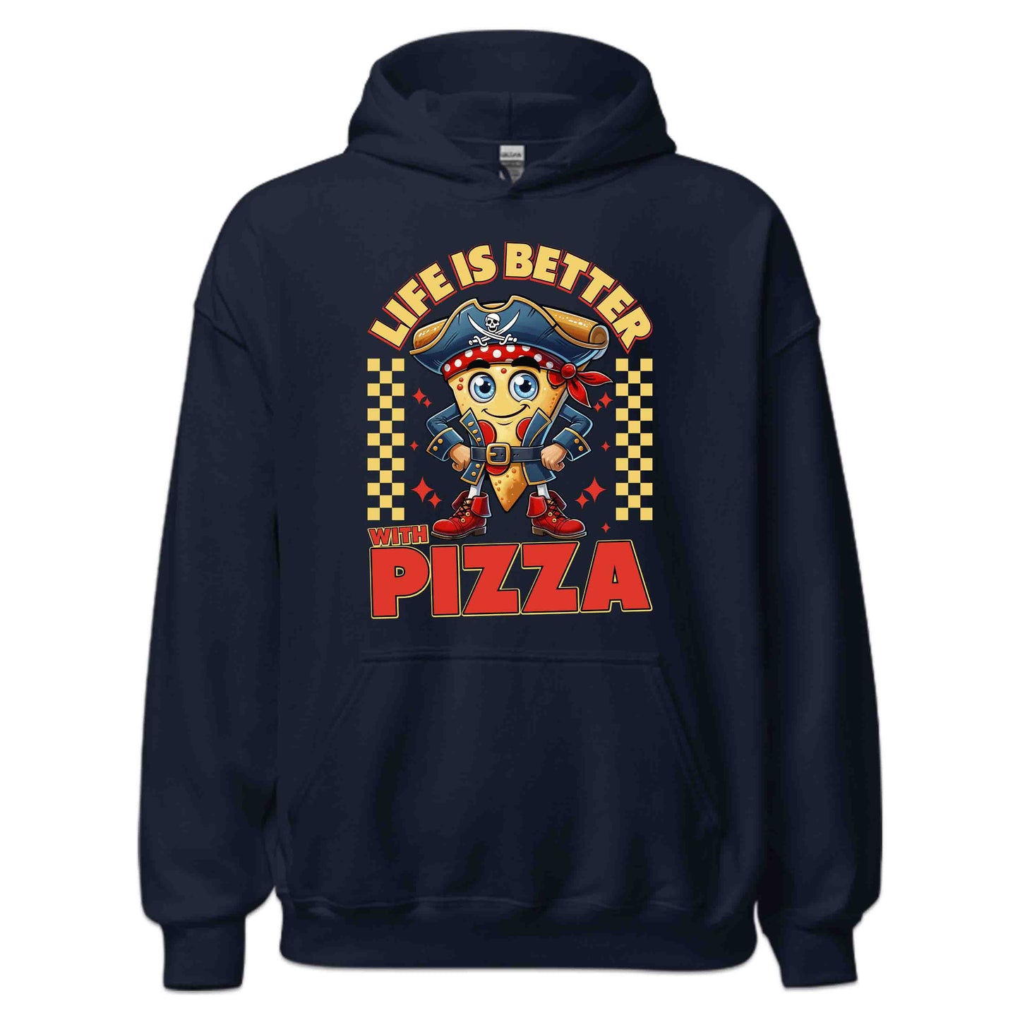 Funny Pizza Pirate Life Is Better With Pizza Cheesy Humor | PRODUCT CODE: FNYPRTZACLEWD