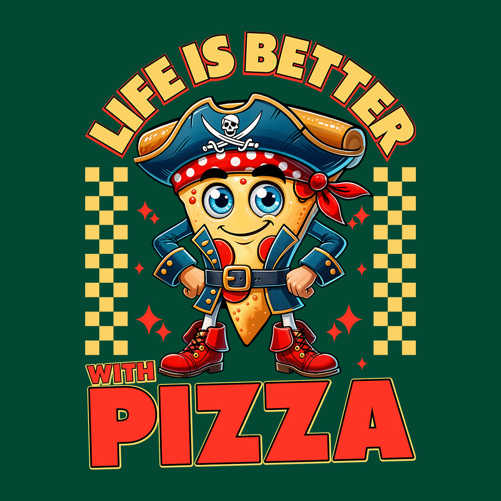 Funny Pizza Pirate Life Is Better With Pizza Cheesy Humor | PRODUCT CODE: FNYPRTZACLEWD