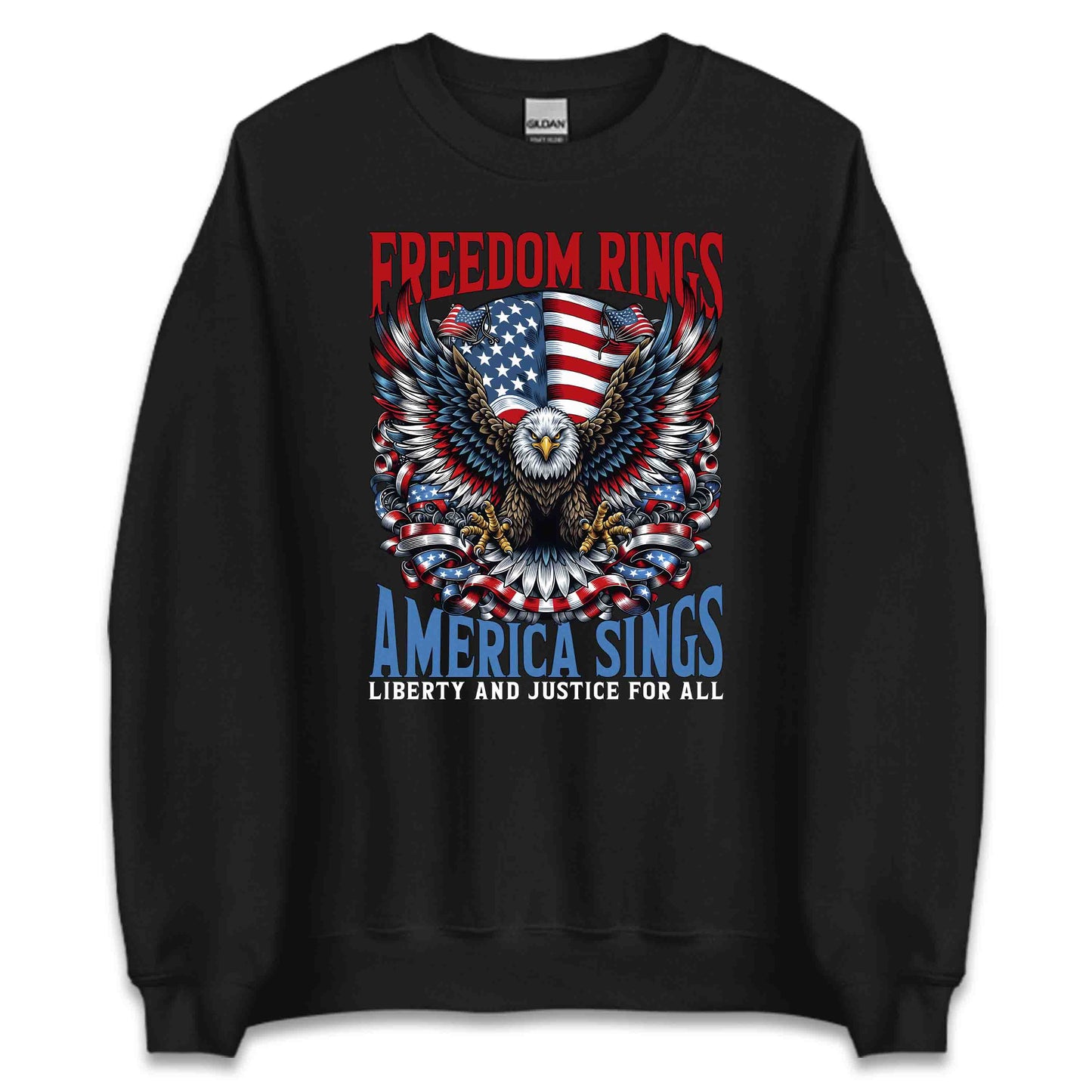 Freedom Rings America Sings Eagle USA Flag Liberty and Justice | PRODUCT CODE: FRDMRNGSAMEL