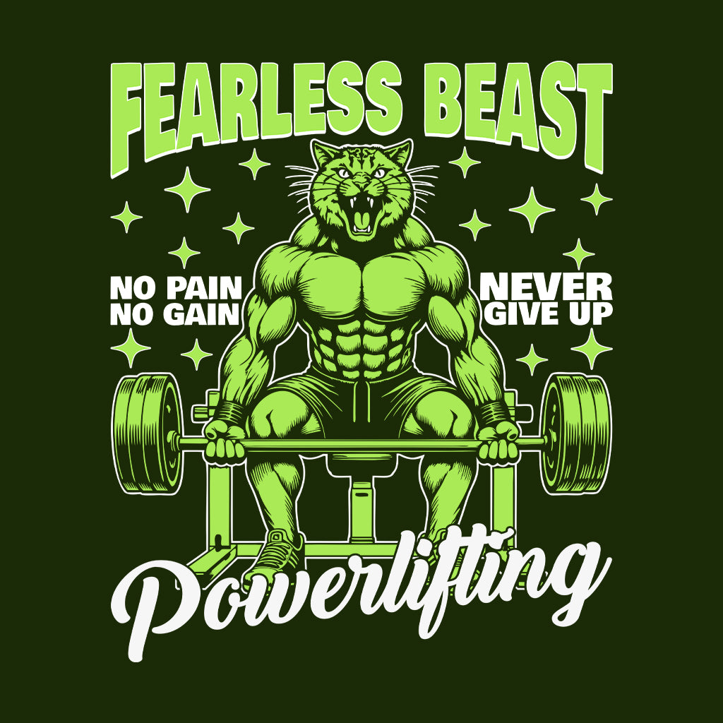 Fearless Cat Gym Beast Powerlifting No Pain No Gain | PRODUCT CODE: FRLCTAGYMBPW