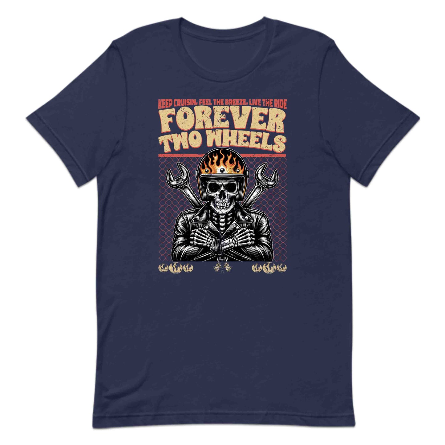 Forever Two Wheels Skull Flaming Skeleton Biker | PRODUCT CODE: FRNMSAMAORNWL