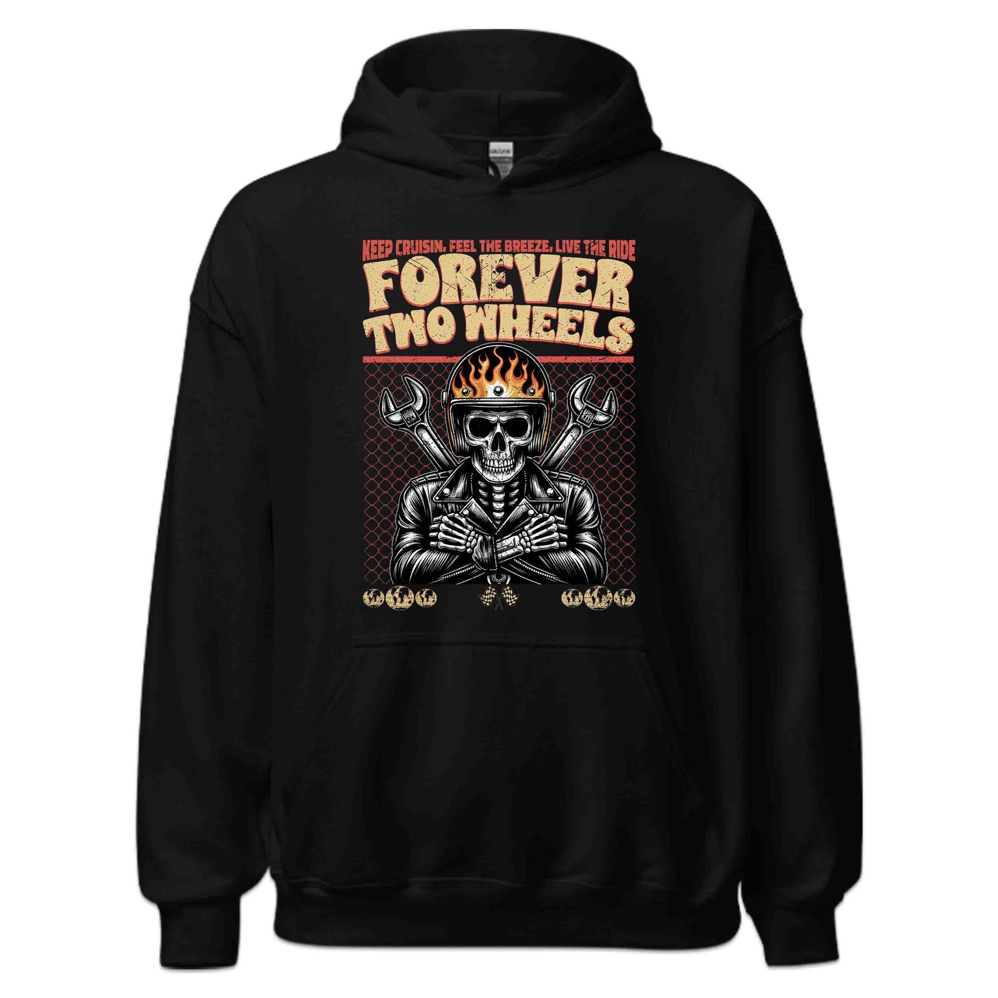 Forever Two Wheels Skull Flaming Skeleton Biker | PRODUCT CODE: FRNMSAMAORNWL