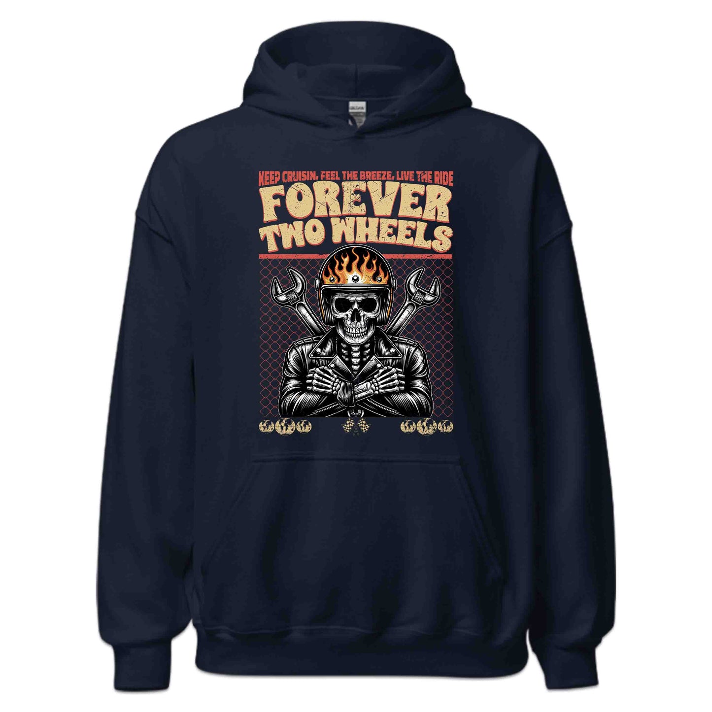 Forever Two Wheels Skull Flaming Skeleton Biker | PRODUCT CODE: FRNMSAMAORNWL