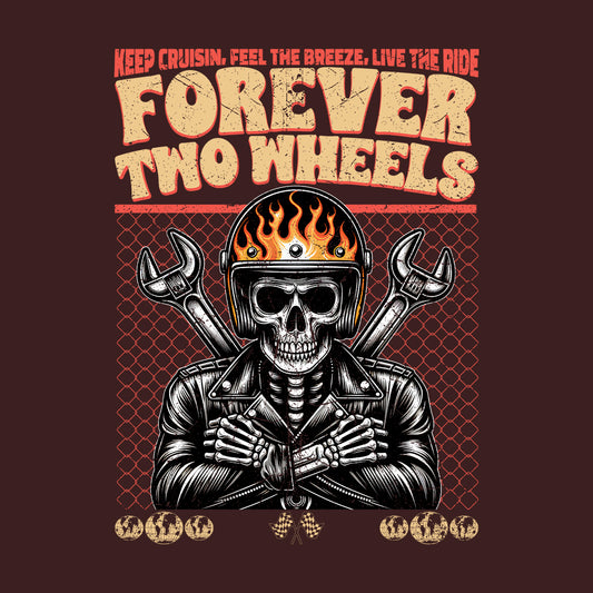 Forever Two Wheels Skull Flaming Skeleton Biker | PRODUCT CODE: FRNMSAMAORNWL