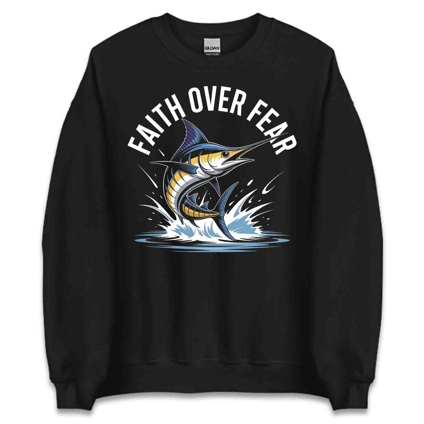 Faith Over Fear T-Shirt, Christian Angler Sweatshirt, Inspirational Fishing Hoodie | PRODUCT CODE: FTHABNMAD