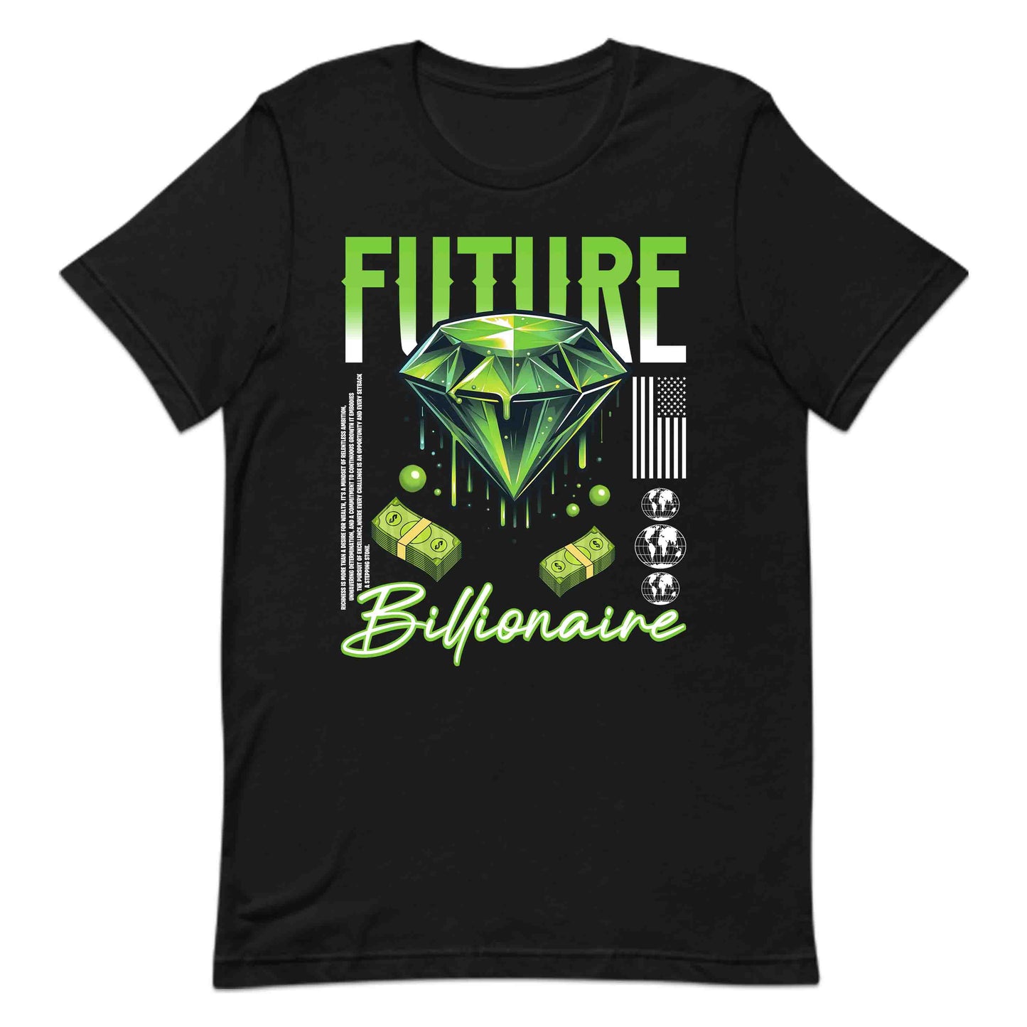 Future Billionaire Green Diamond and Money Motivational Streetwear | PRODUCT CODE: FTREVLBNEGRD