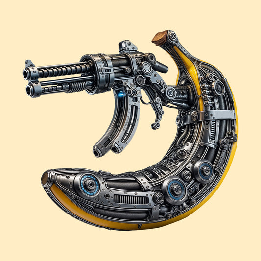 Futuristic Banana Robot Gun Sci-Fi & Steampunk Cyber-Banana Hybrid Weapon | PRODUCT CODE: FTYURSGNUBAM