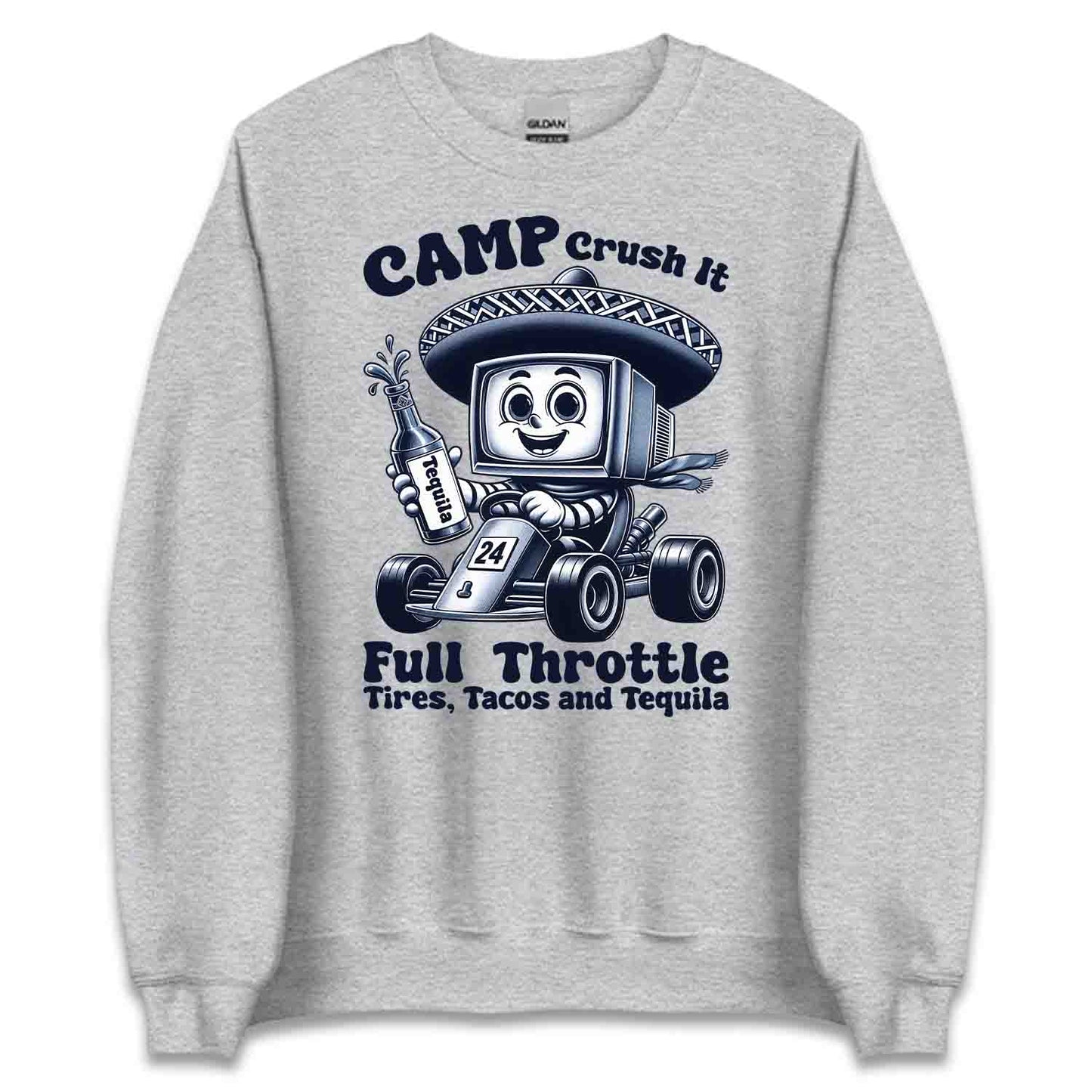Funny Retro Go-Kart Racer T-Shirt, Sweatshirt, Hoodie – Vintage TV Sombrero Character & Fiesta Vibes | PRODUCT CODE: FUIENXRPGKYS