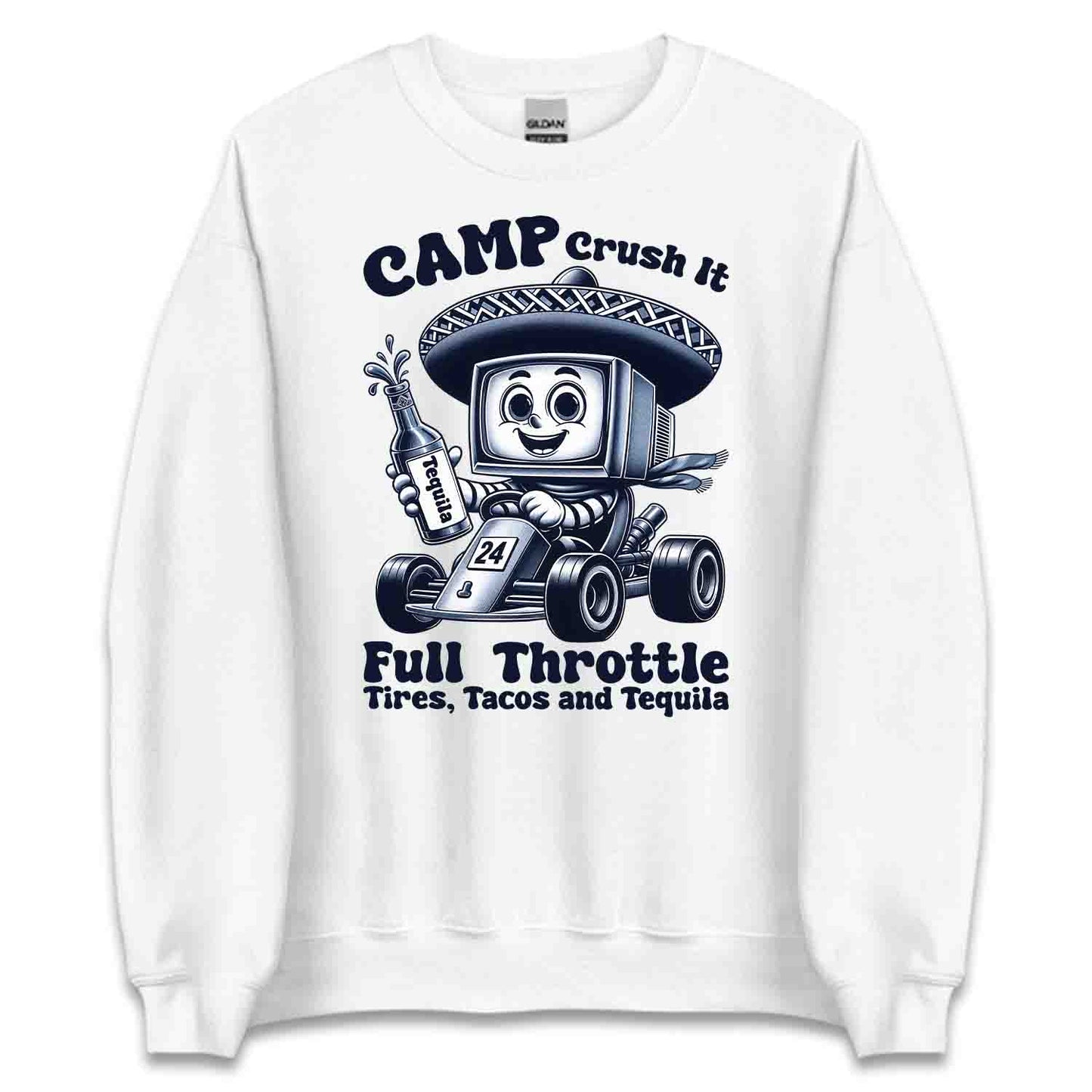 Funny Retro Go-Kart Racer T-Shirt, Sweatshirt, Hoodie – Vintage TV Sombrero Character & Fiesta Vibes | PRODUCT CODE: FUIENXRPGKYS