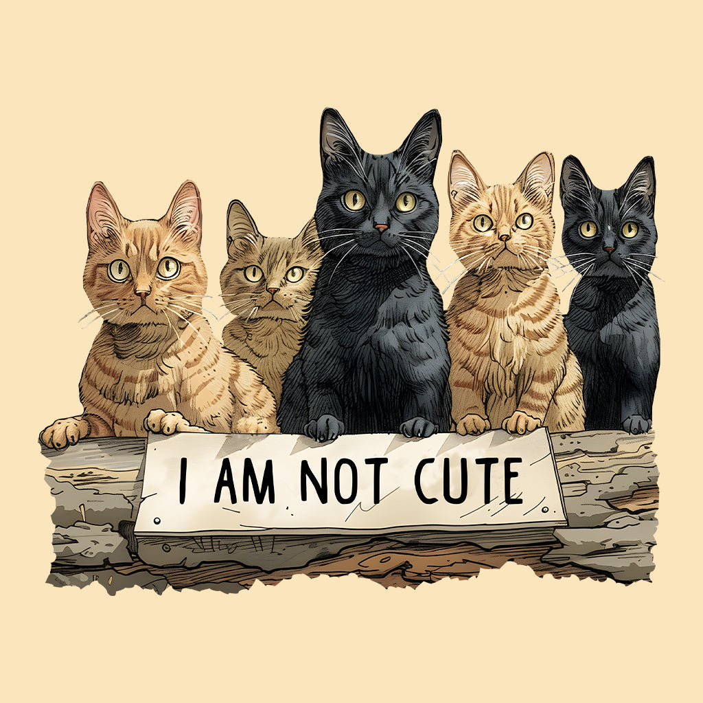 I Am Not Cute Sign Funny Five Cats | PRODUCT CODE: FVCTIMNTCG
