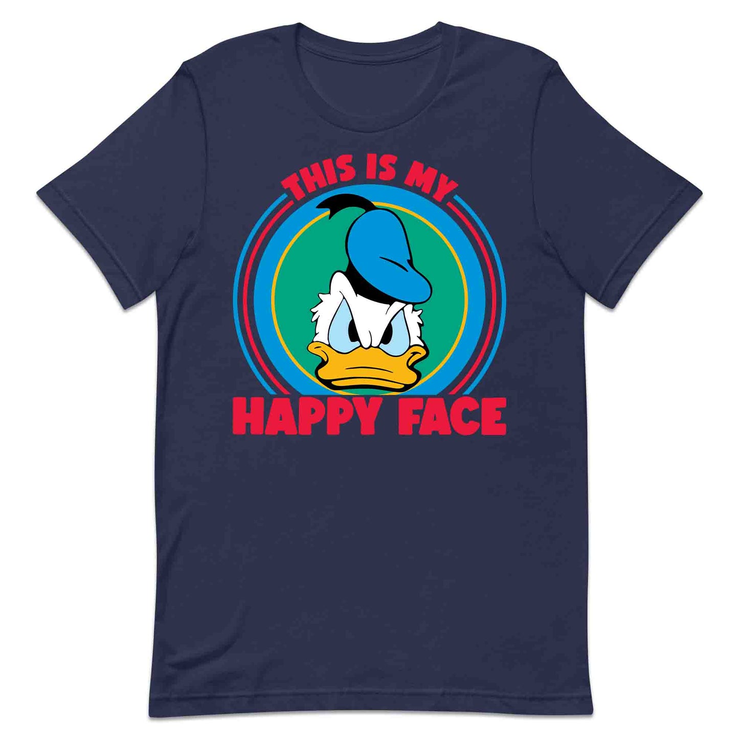 Donald Duck Angry Face T-Shirt, Jumper & Hoodie – “This Is My Happy Face” for Vintage Disney Lovers & Sarcastic Humor Fans | PRODUCT CODE: FYBASDIKC