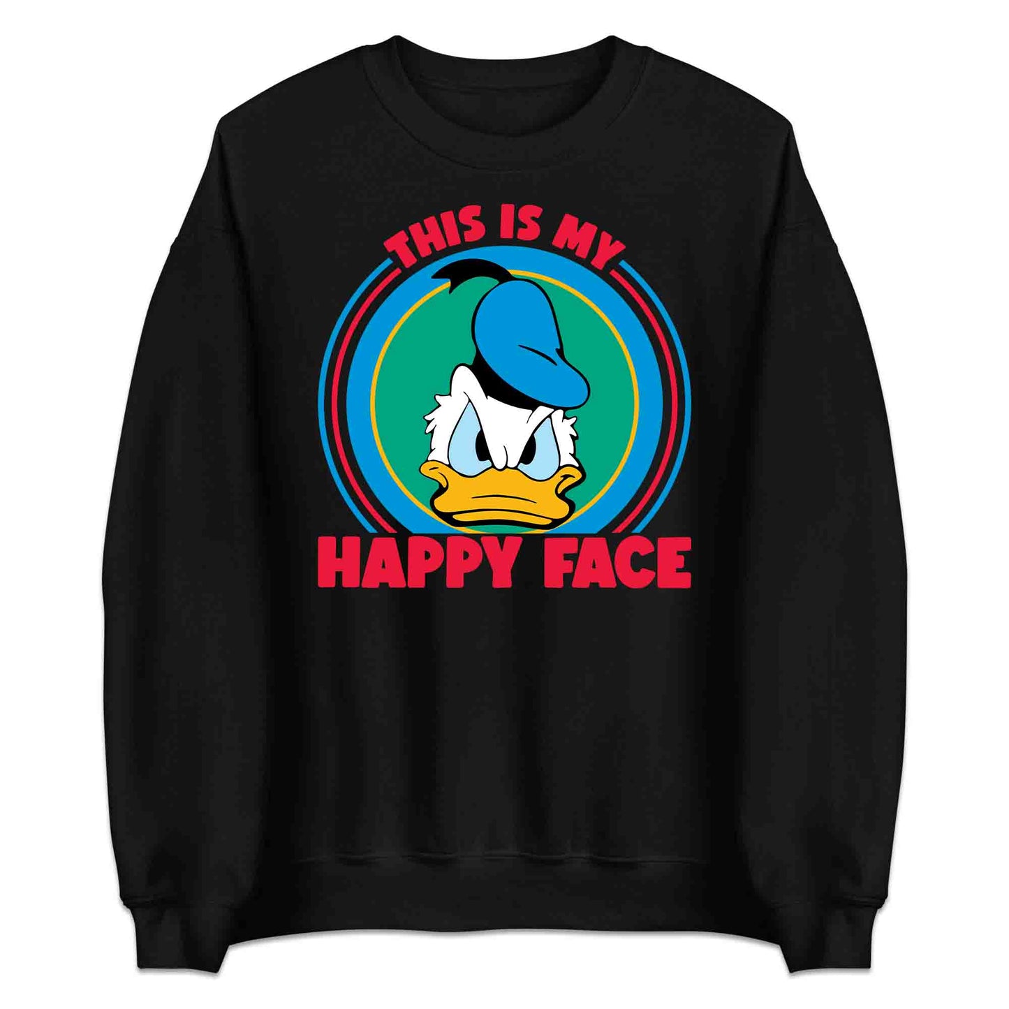 Donald Duck Angry Face T-Shirt, Jumper & Hoodie – “This Is My Happy Face” for Vintage Disney Lovers & Sarcastic Humor Fans | PRODUCT CODE: FYBASDIKC