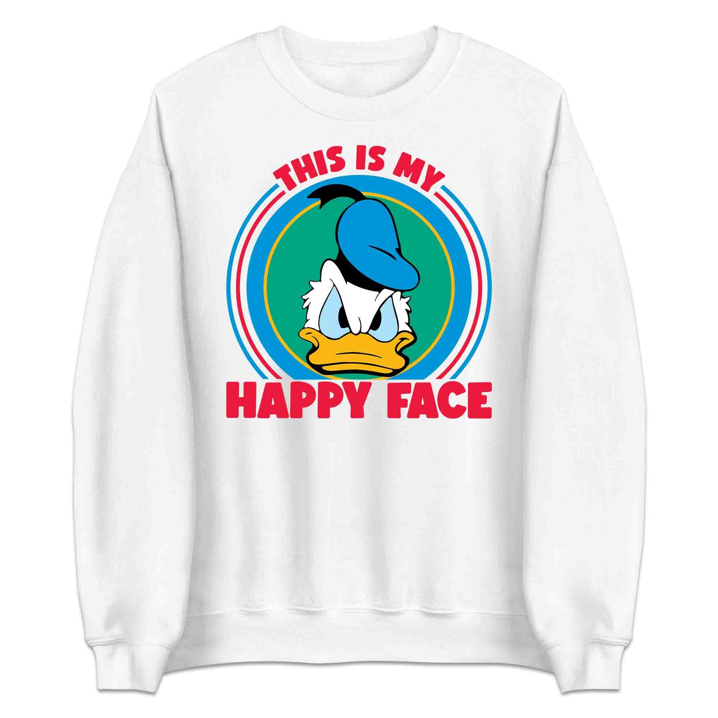 Donald Duck Angry Face T-Shirt, Jumper & Hoodie – “This Is My Happy Face” for Vintage Disney Lovers & Sarcastic Humor Fans | PRODUCT CODE: FYBASDIKC