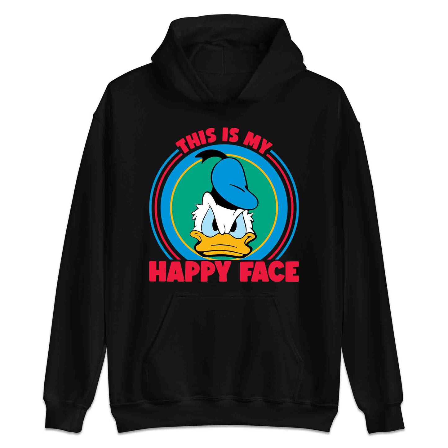 Donald Duck Angry Face T-Shirt, Jumper & Hoodie – “This Is My Happy Face” for Vintage Disney Lovers & Sarcastic Humor Fans | PRODUCT CODE: FYBASDIKC