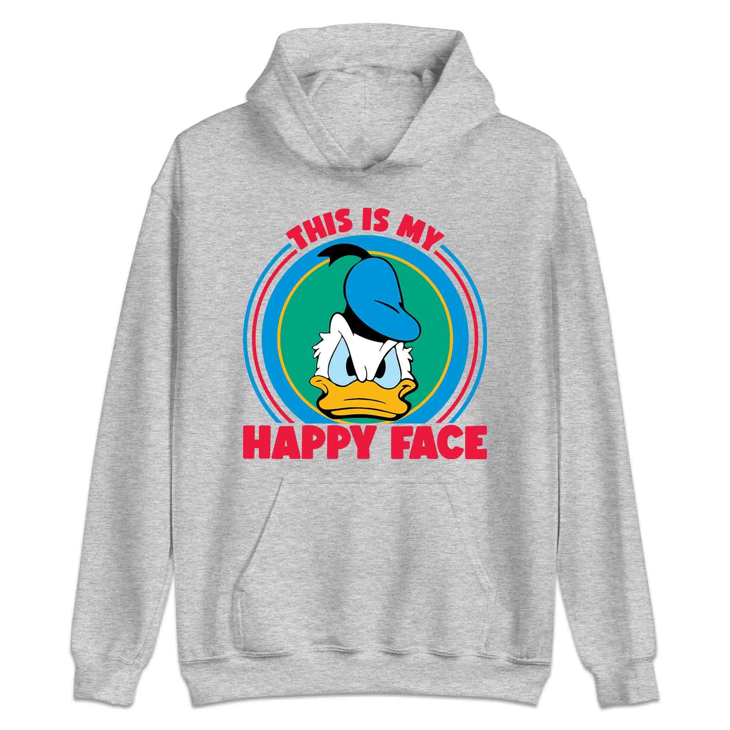 Donald Duck Angry Face T-Shirt, Jumper & Hoodie – “This Is My Happy Face” for Vintage Disney Lovers & Sarcastic Humor Fans | PRODUCT CODE: FYBASDIKC