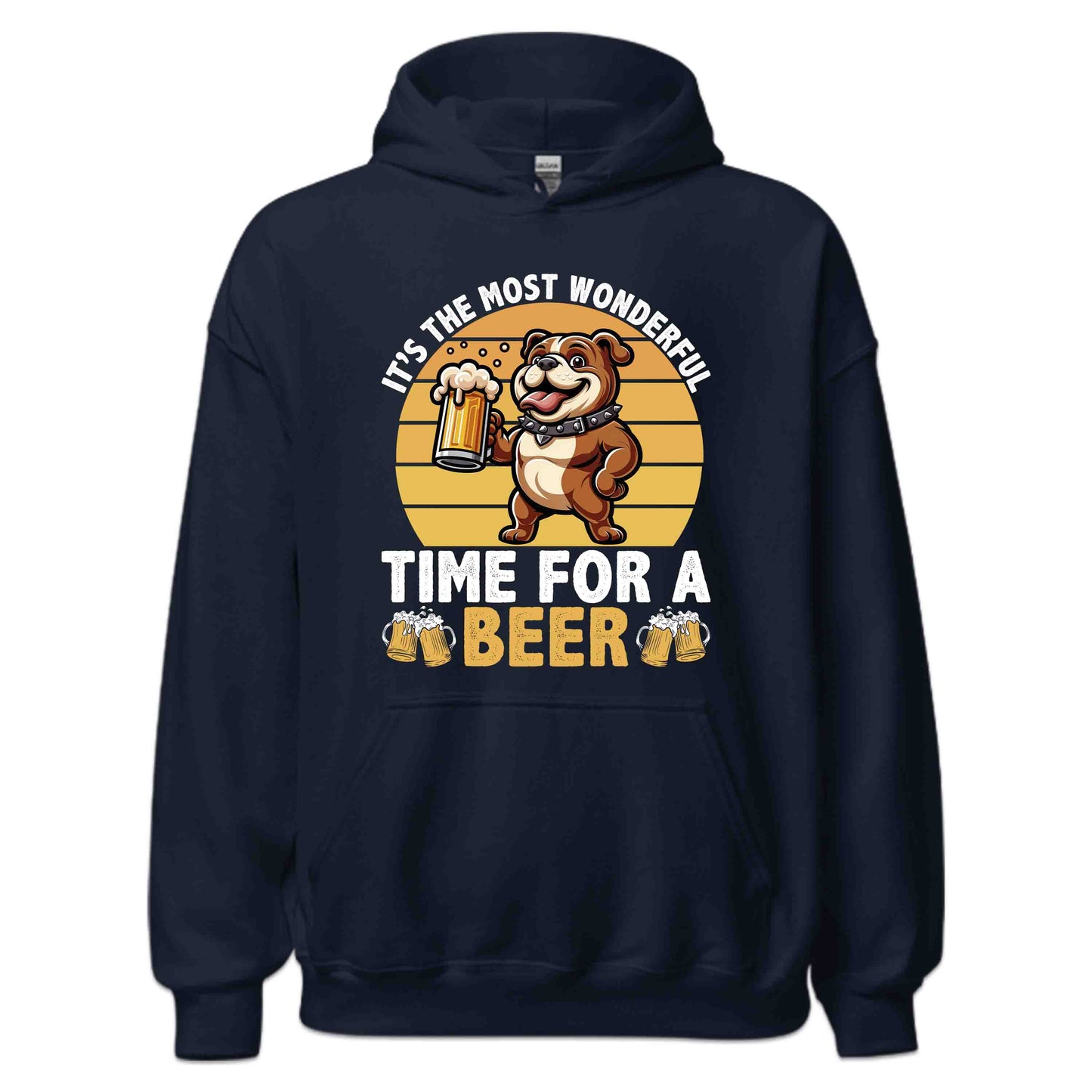 Bulldog Beer Drinking It's The Most Wonderful Time For A Beer Dog Holding A Pint | PRODUCT CODE: FYNBLDGKRMO