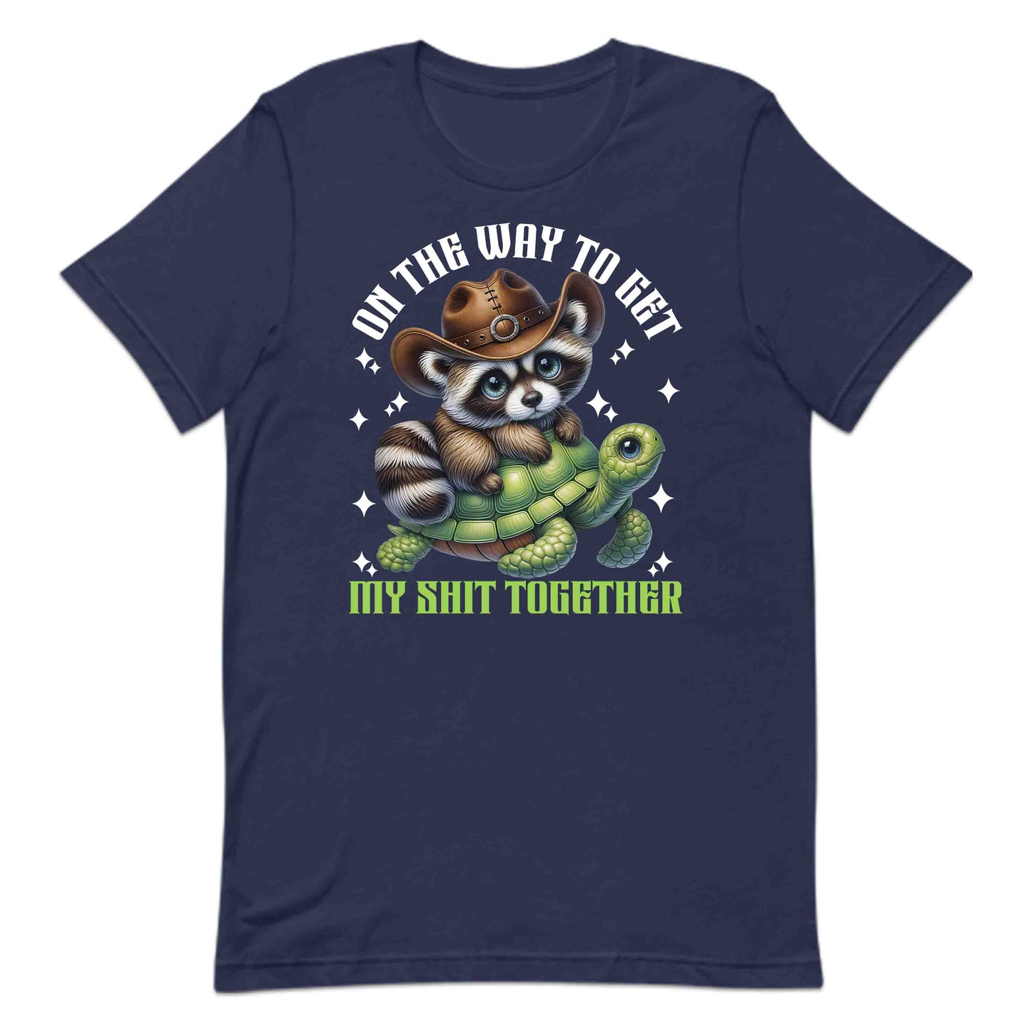 Funny Cowboy Raccoon & Turtle Western Animal Humor Cute Turtle Ride | PRODUCT CODE: FYNCWBORANTU