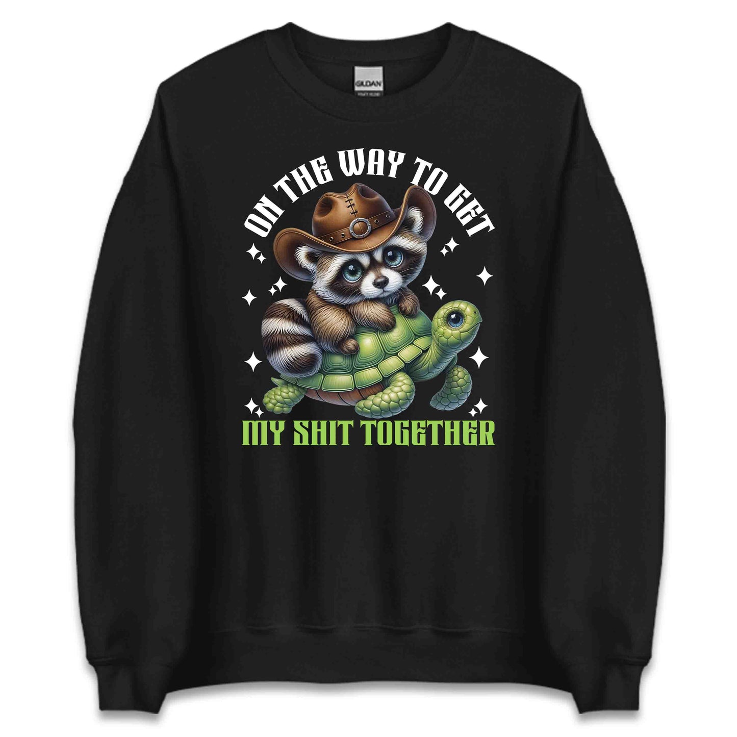 Funny Cowboy Raccoon & Turtle Western Animal Humor Cute Turtle Ride | PRODUCT CODE: FYNCWBORANTU