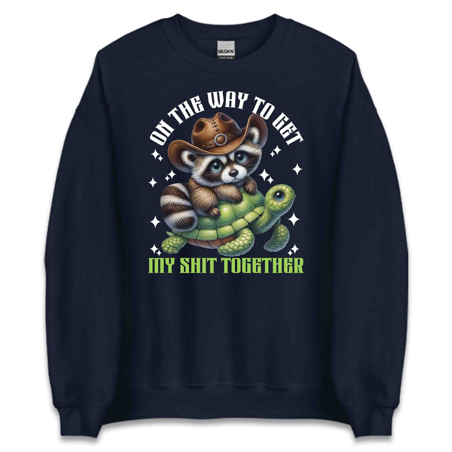 Funny Cowboy Raccoon & Turtle Western Animal Humor Cute Turtle Ride | PRODUCT CODE: FYNCWBORANTU