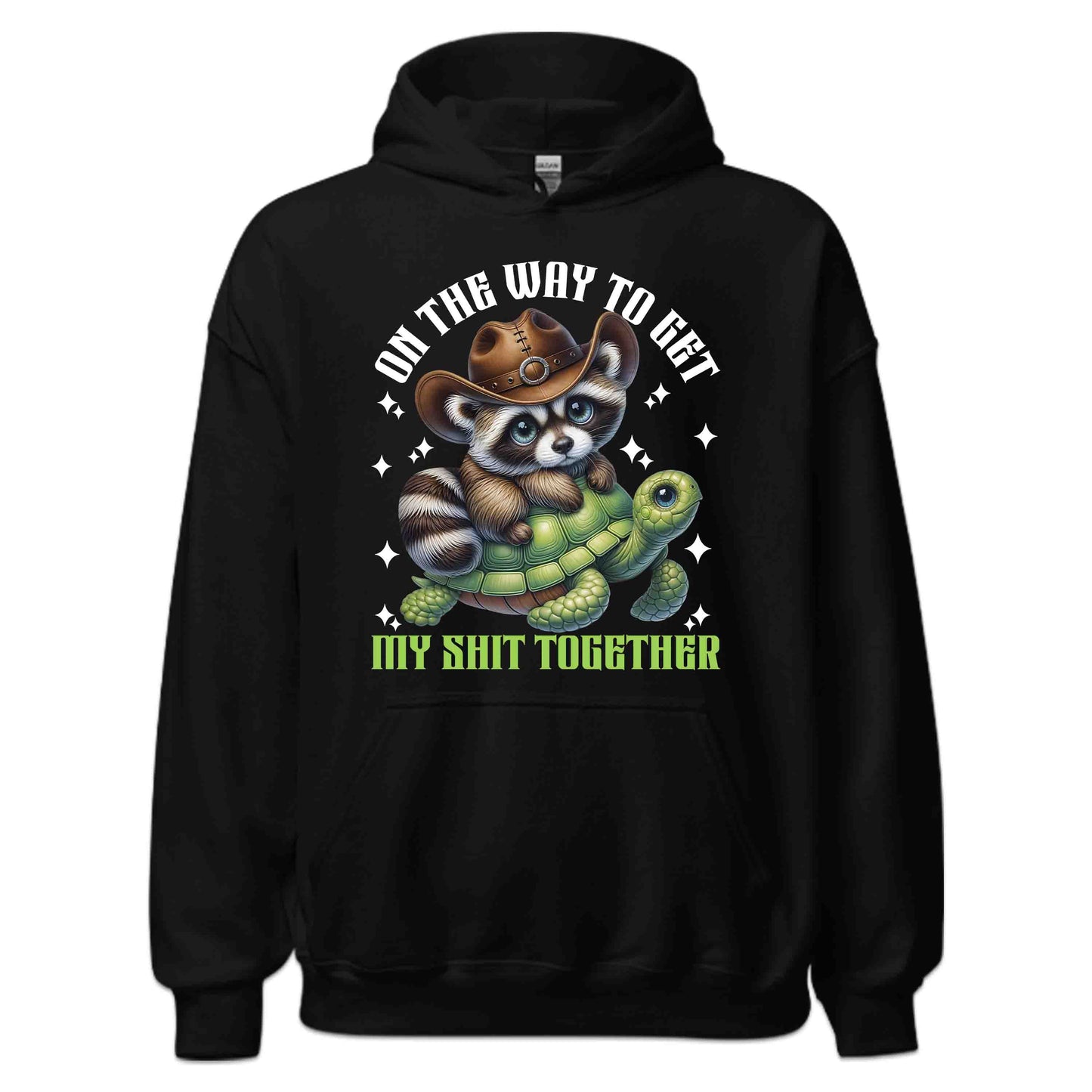 Funny Cowboy Raccoon & Turtle Western Animal Humor Cute Turtle Ride | PRODUCT CODE: FYNCWBORANTU